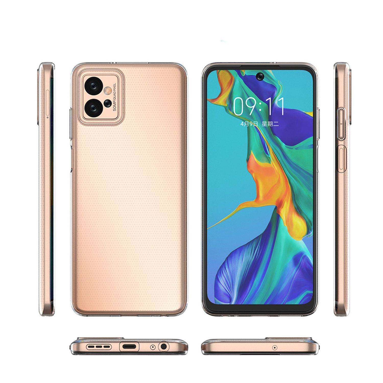 Ultra Clear 0,5 mm Hülle kompatibel mit Motorola Moto G32 dünne Abdeckung transparent