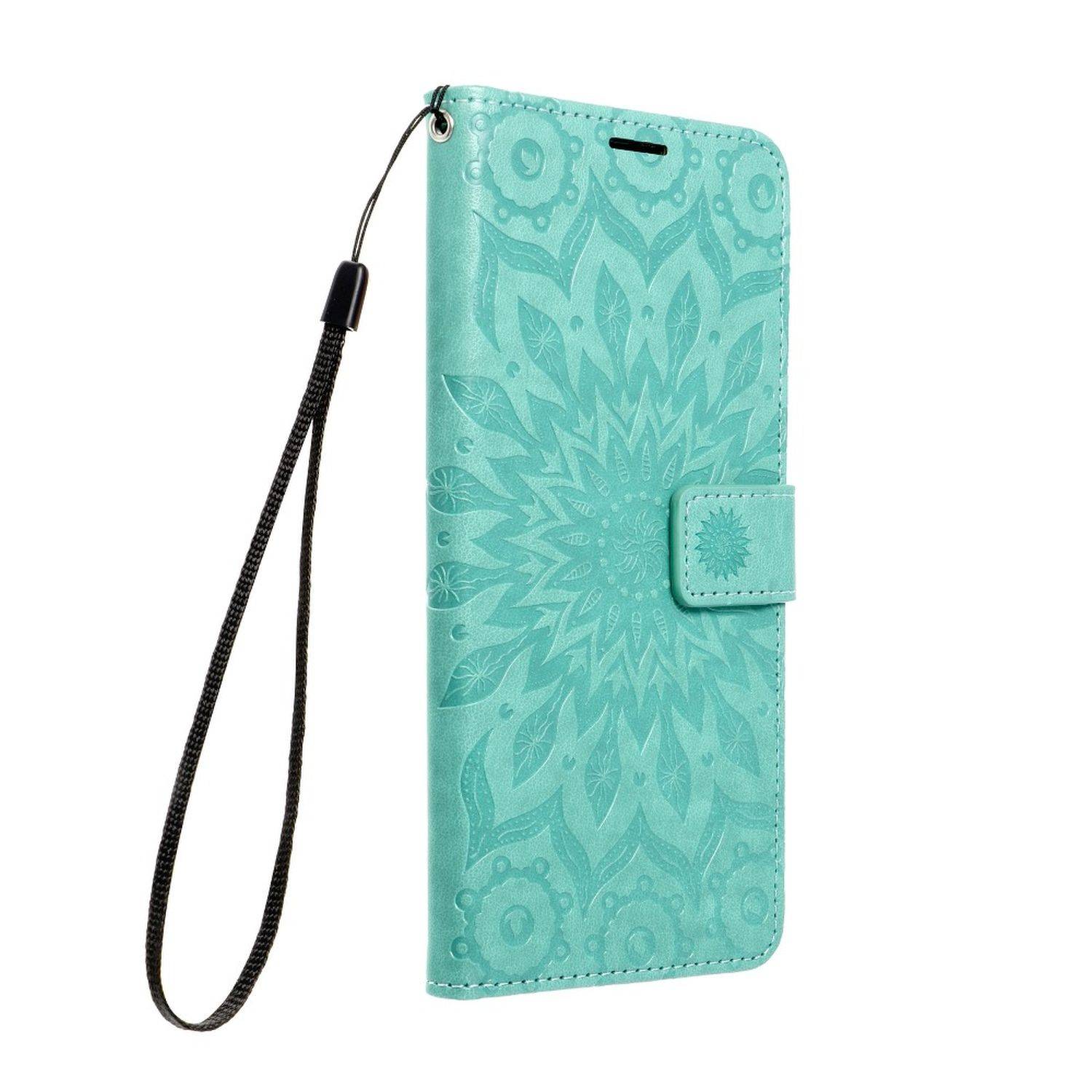"Mezzo" Book-Style Kartenfächer Wallet Schale Baum Mandala kompatibel mit Samsung Galaxy S23 Ultra Mandala Grün