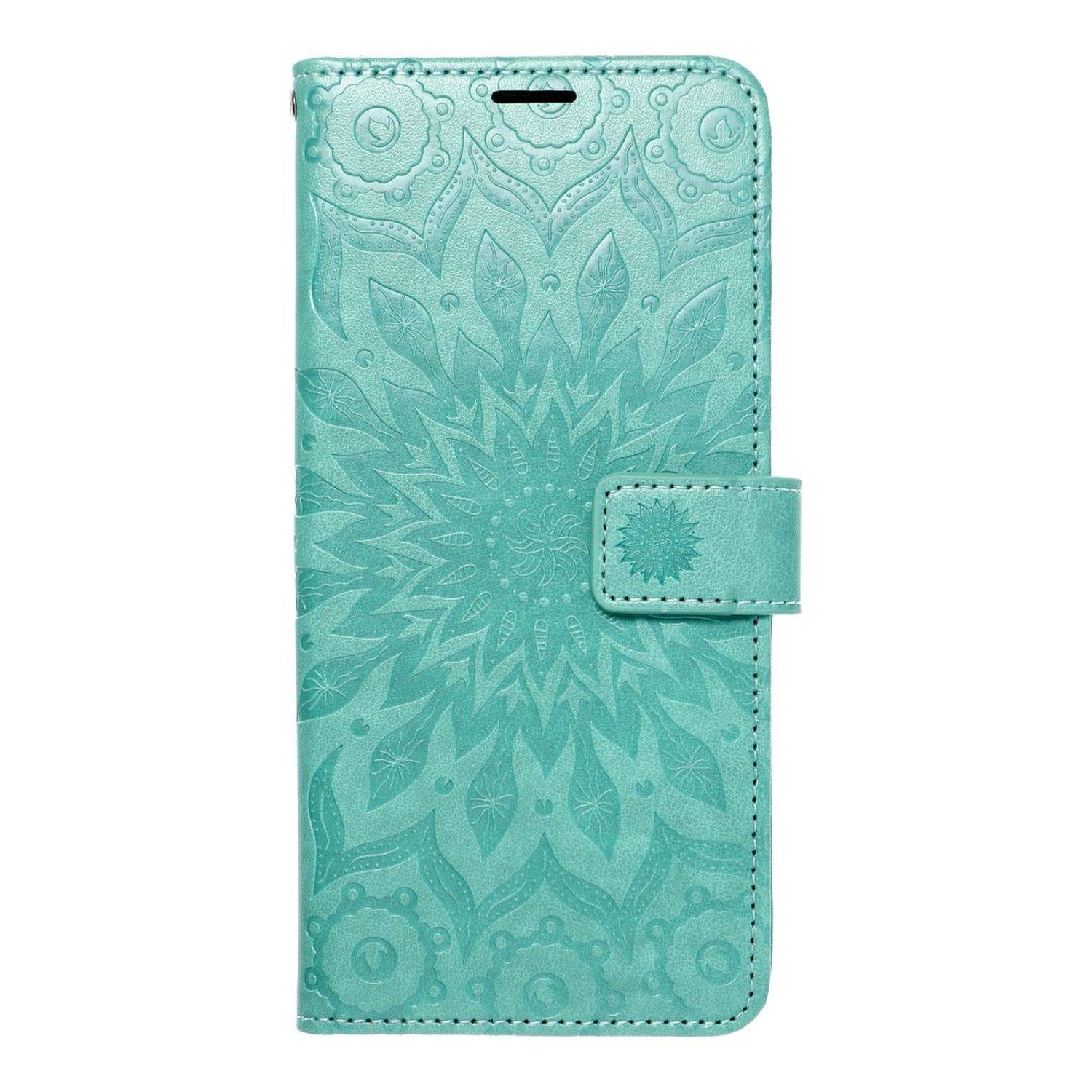 "Mezzo" Book-Style Kartenfächer Wallet Schale Baum Mandala kompatibel mit Samsung Galaxy A14 5G Mandala Grün