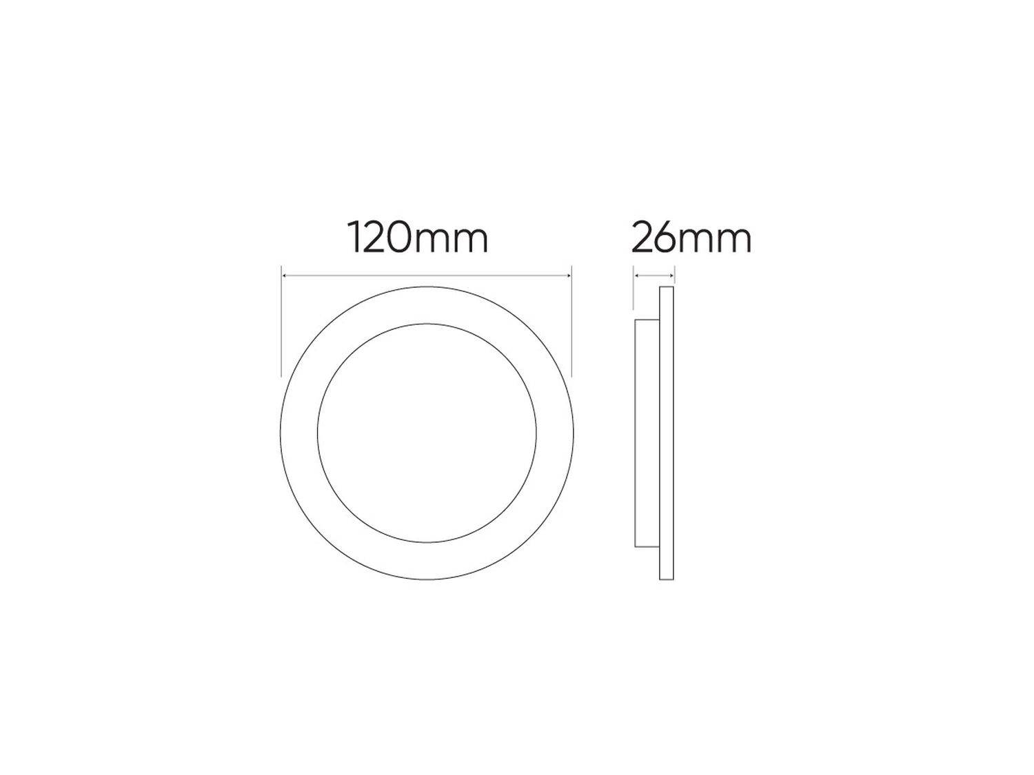 Downlight Einbau/Aufputz 120mm Deckenleuchte 9 Watt 830lm (3000K warmweiß) mit Runder Aufputz Rahmen