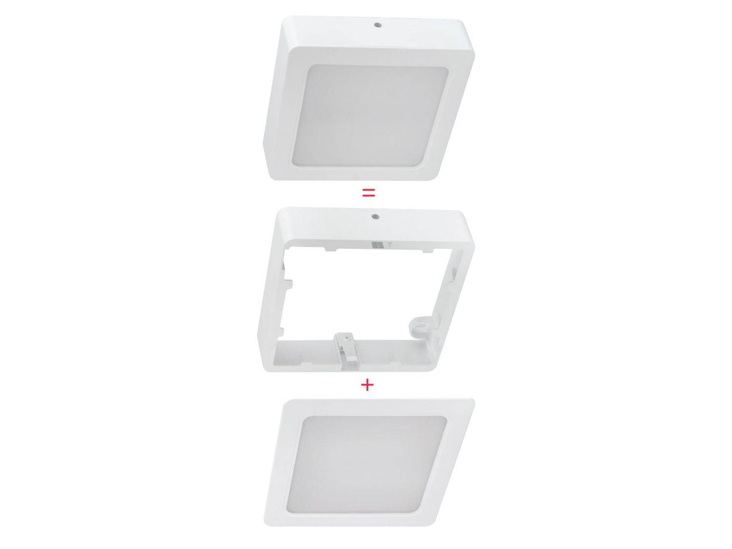 Downlight Einbau/Aufputz 120mm Deckenleuchte 9 Watt 830lm (4000K neutralweiß) mit Quadratischer Aufputz Rahmen