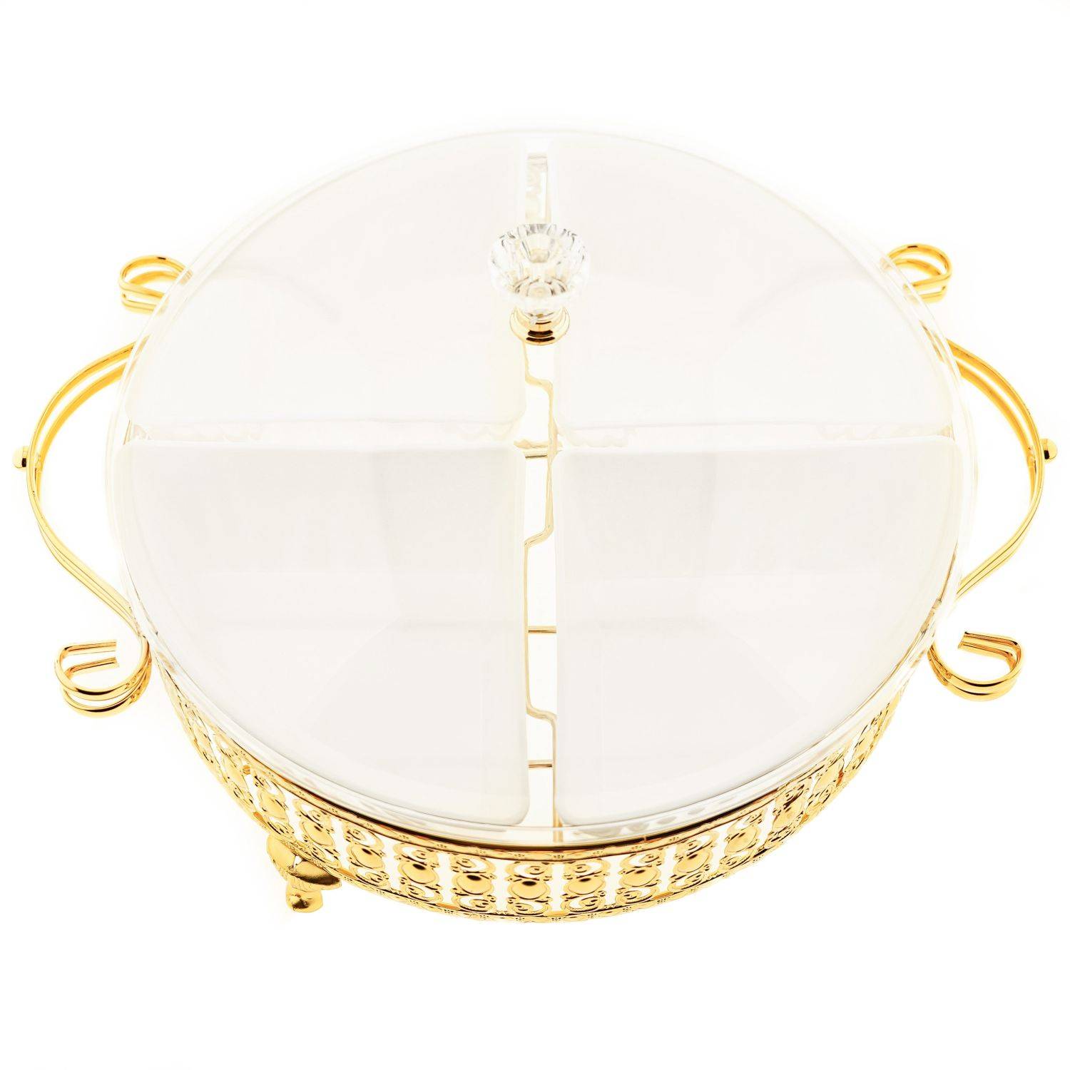 Servier Schalen Set Servierschüssel mit 4 Dipschalen mit Griff und Deckel Silber Eckig