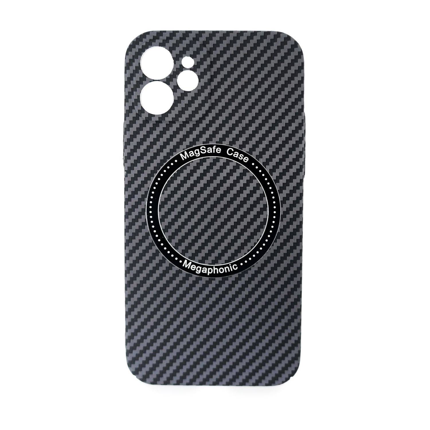 Magnetic Carbon Case kompatibel mit iPhone 14 Pro Max MagSafe Handyhülle Bumper Cover Schwarz