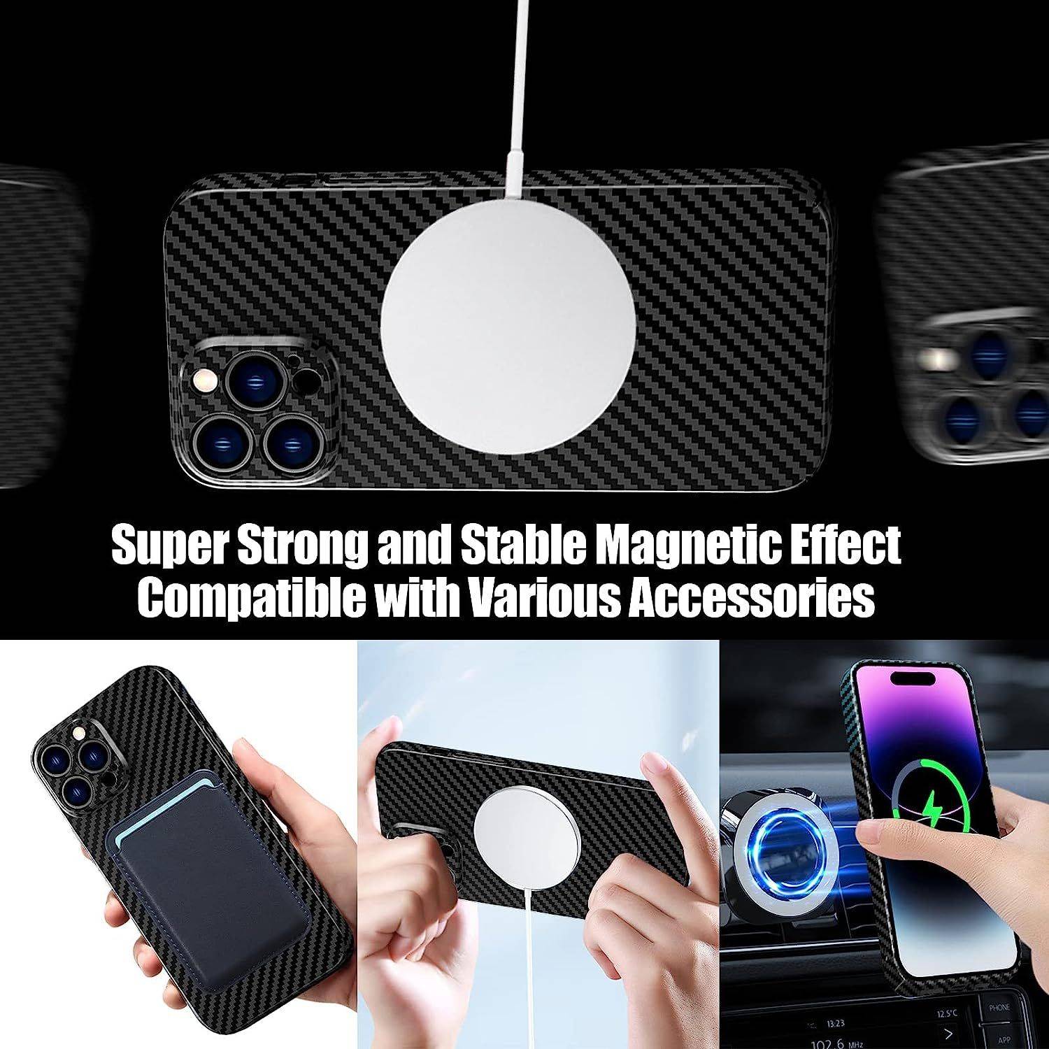 Magnetic Carbon Case kompatibel mit Samsung Galaxy S23 Plus MagSafe Handyhülle Bumper Cover Blau