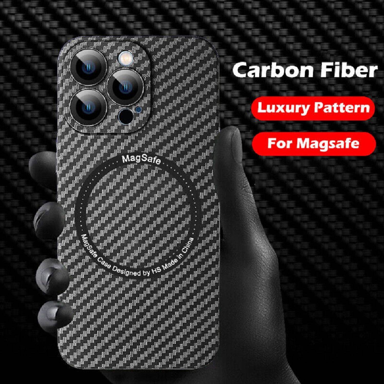 Magnetic Carbon Case kompatibel mit iPhone 12 Pro MagSafe Handyhülle Bumper Cover Blau