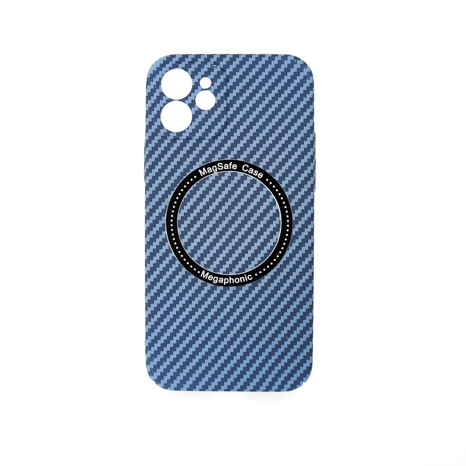 Magnetic Carbon Case kompatibel mit iPhone 13 Pro Max MagSafe Handyhülle Bumper Cover Blau