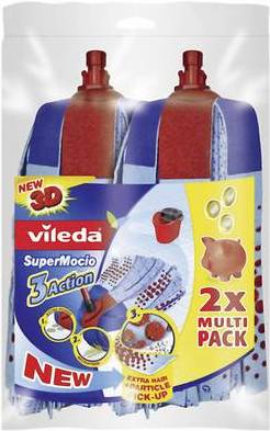Vileda SuperMocio 3x Action Wischmop Ersatz 2er Multi Pack (122615)