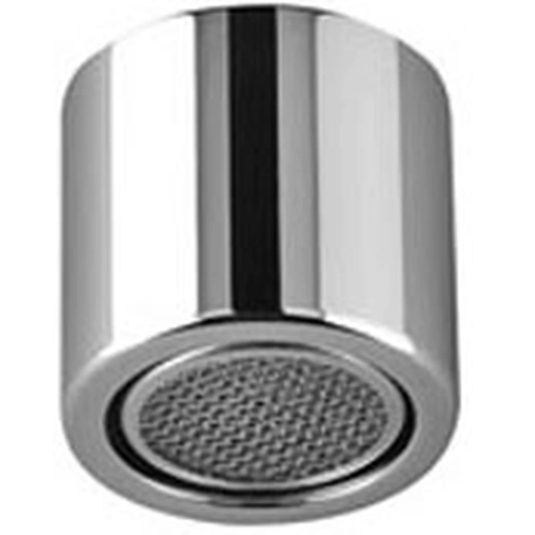 Chrome-Strahlregler für Wasserhahn mit Maschensieb, auf weißem Hintergrund dargestellt.