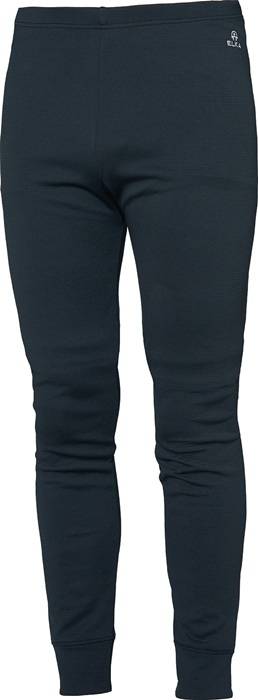 Dunkelmarineblaue, schmal geschnittene Athletik-Leggings mit elastischen Bündchen, Vorderansicht auf weißem Hintergrund.
