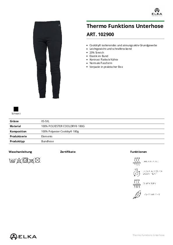 Thermo-Unterhose Gr.M schwarz ELKA RAINWEAR