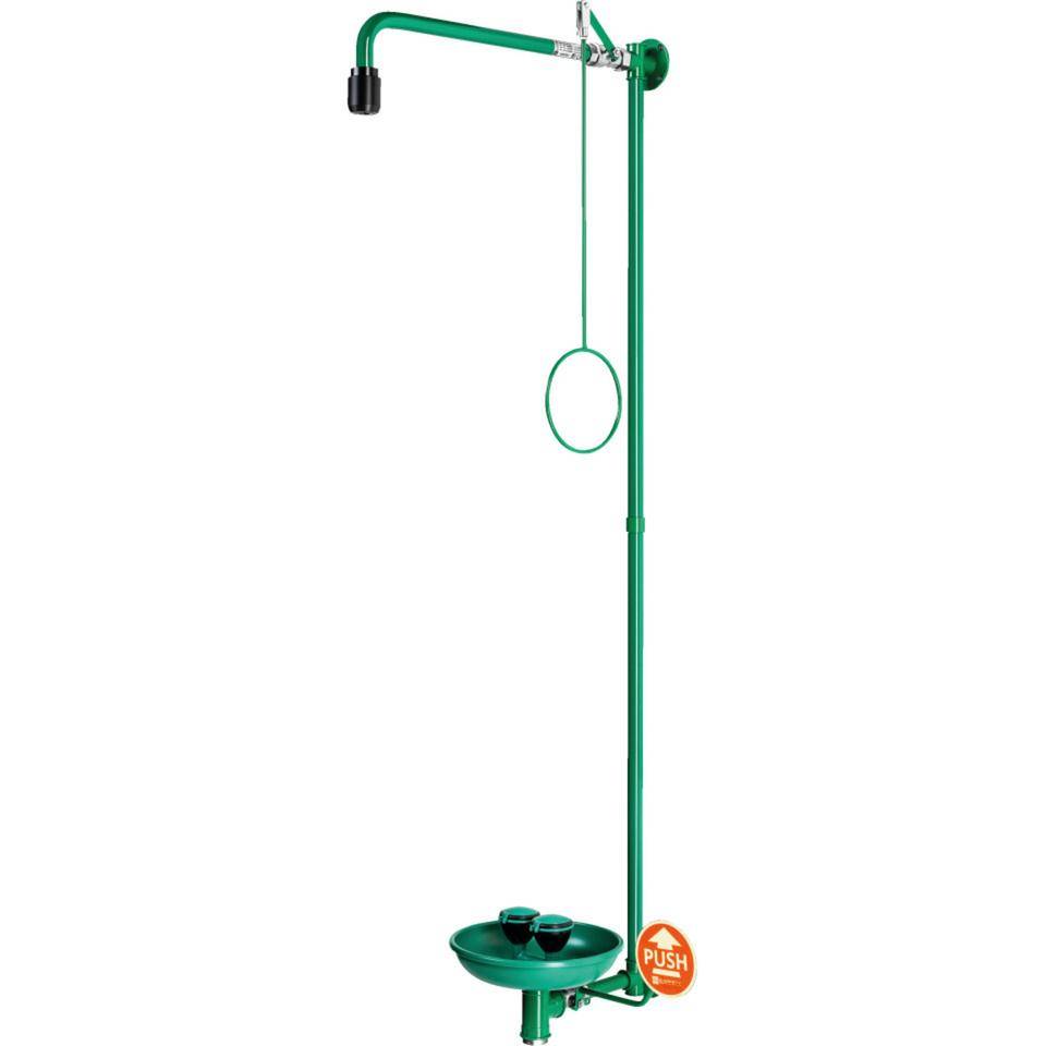 Notduschkombination ClassicLine mit Augendusche, Wandmontage, grün