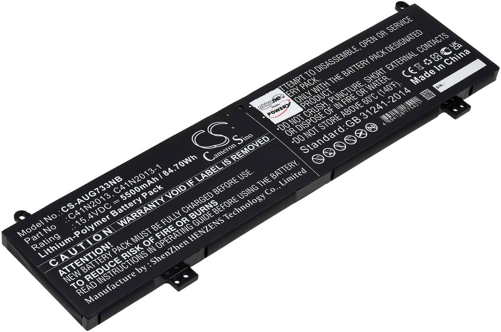 Powery Akku passend für Gaming Laptop Asus ROG Strix G15 G513, TUF Gaming F15 FX507ZM, Typ C41N2013, 15,4V, Li-Polymer