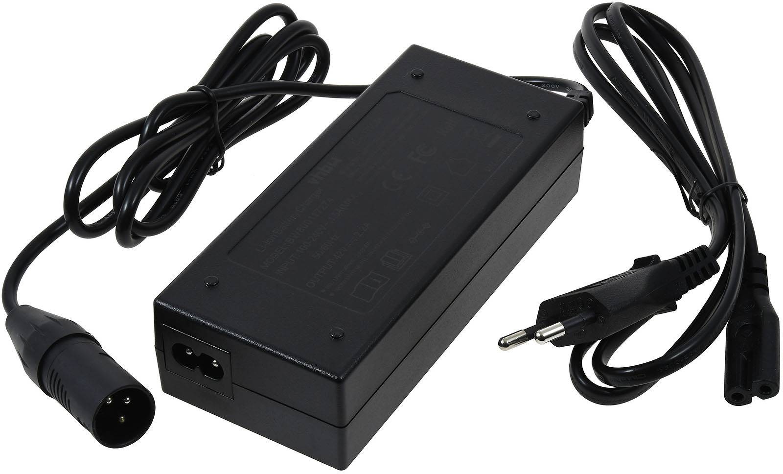 Powery Ladegerät, Netzteil Typ HP1202L3 für E-Bike-, Elektrofahrrad 36V-Akkus, 2,2A, 3-Pin-XLR-Anschluss, 42V