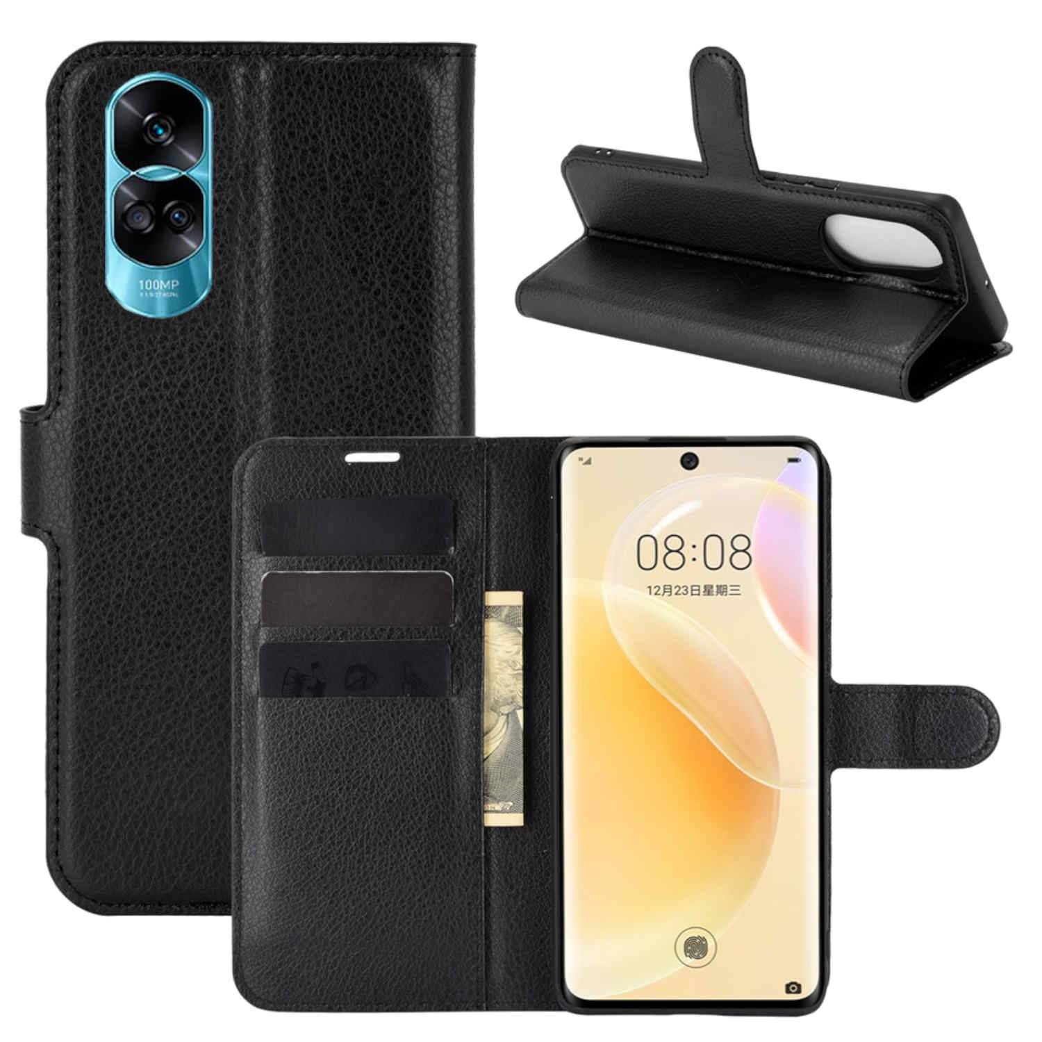 Für Honor 90 Lite Handy Tasche Wallet Premium Schutz Hülle Case Cover Etuis Neu Zubehör Schwarz