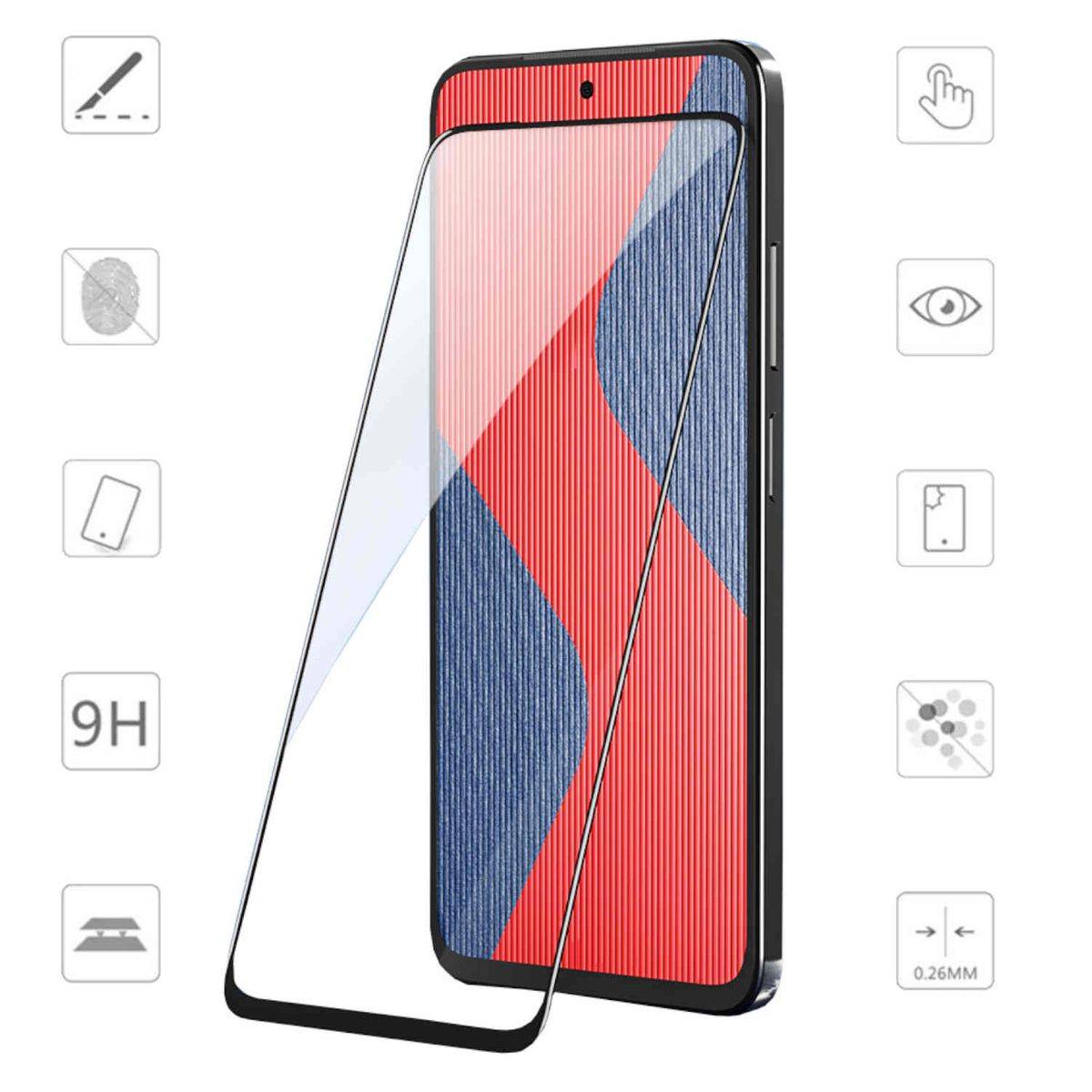 Für Xiaomi Redmi 12 3D Premium 0,3 mm H9 Hart Glas Schwarz Folie Schutz Hülle Zubehör Neu