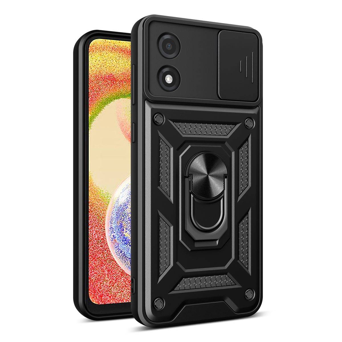 Für Motorola Moto E13 4G TPU PC Ring Magnet Handy Tasche Hülle Schwarz