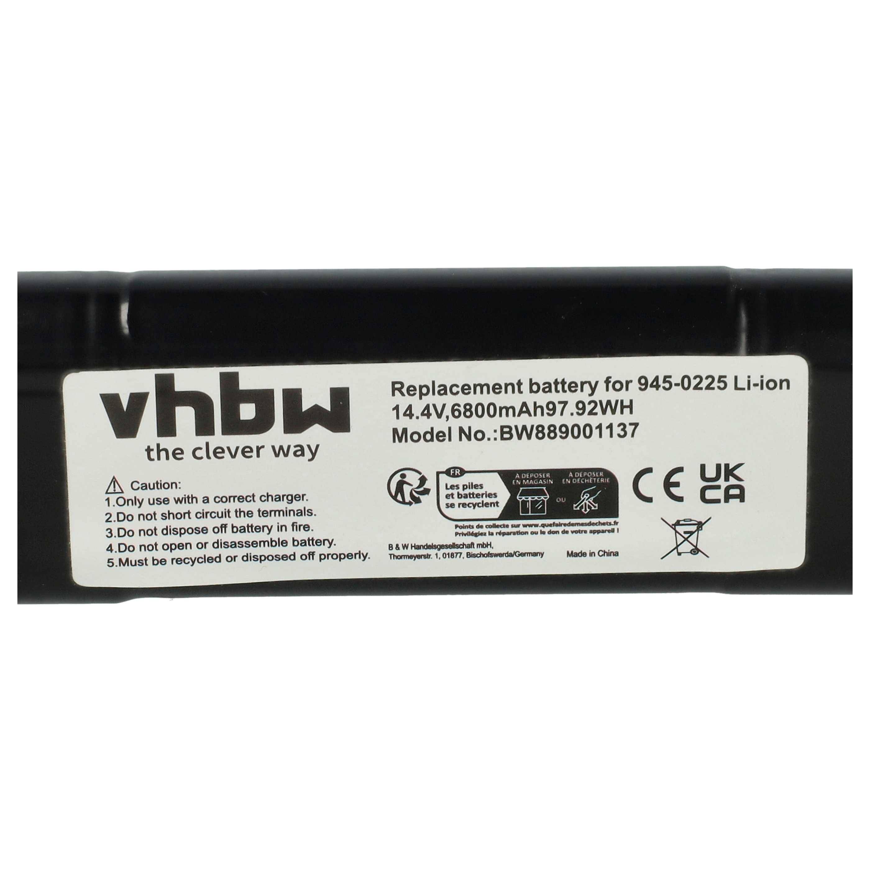 vhbw Akku kompatibel mit Neato Botvac D303, D10 945-0367, Connected, D3, D3+, D301 Saugroboter (6800 mAh, 14,4 V, Li-Ion)