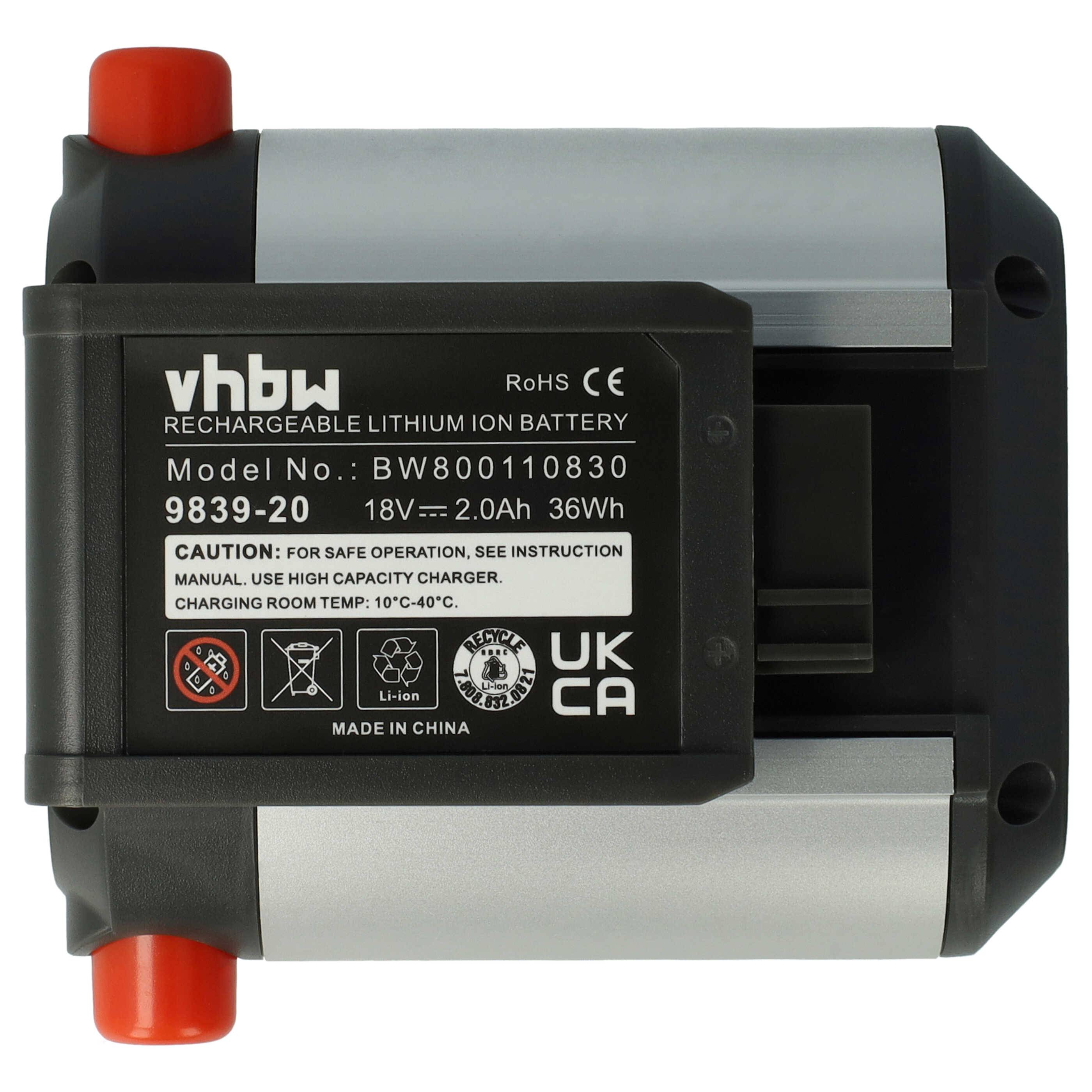 vhbw Akku kompatibel mit Gardena ComfortCut Li-18/50 (9837-20) Rasenmäher Grasschere, Strauchschere (2000mAh 18V Li-Ion)
