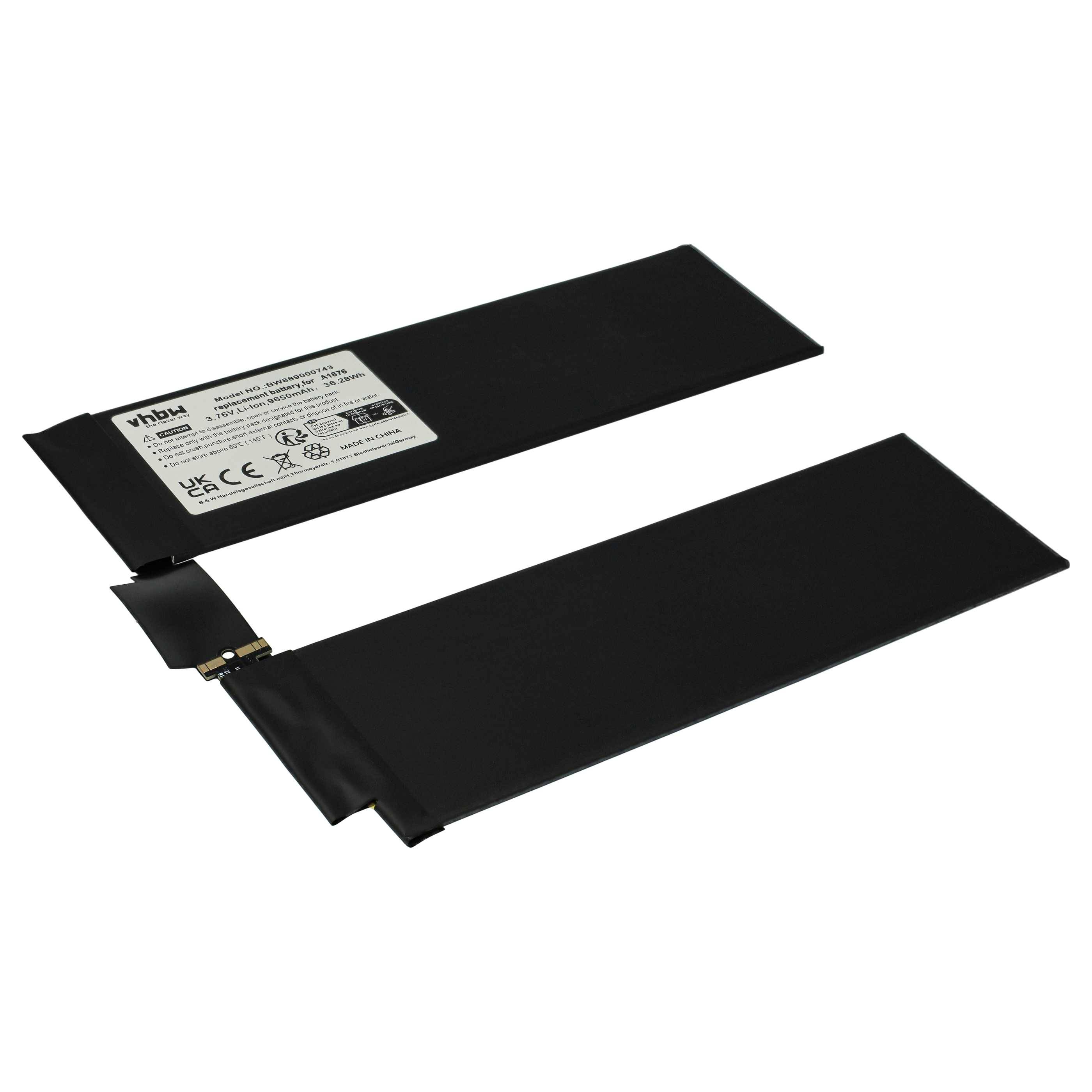 vhbw Akku Ersatz für Apple A1876, A2043 für Tablet Pad (9650 mAh, 3,76 V, Li-Polymer)