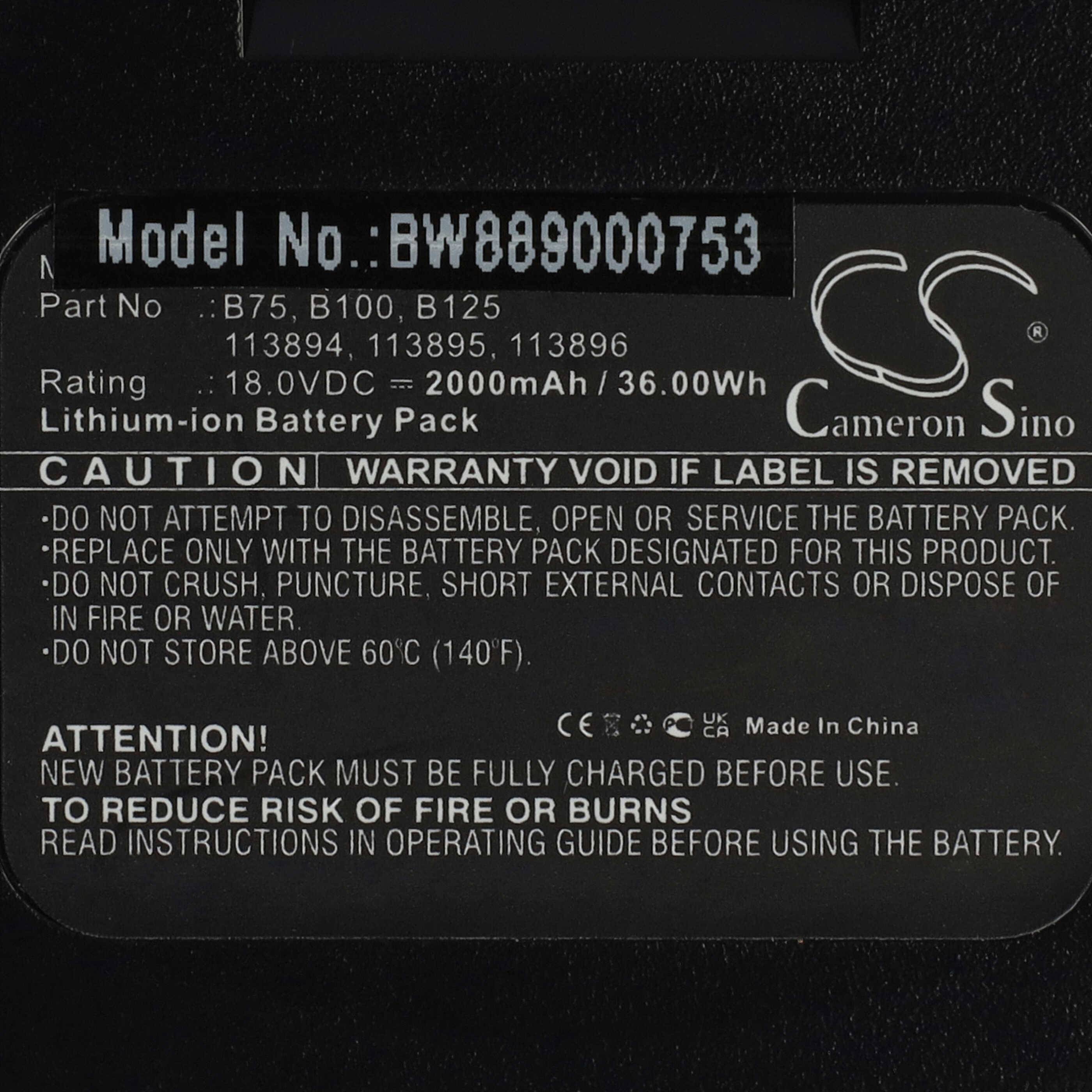 vhbw Akku kompatibel mit AL-KO Comfort AR 1835, GT 1825, HT 1845, HTA 1845, LB 1860 Elektrowerkzeug, Akku-Gartengerät (2000 mAh, Li-Ion, 18 V)