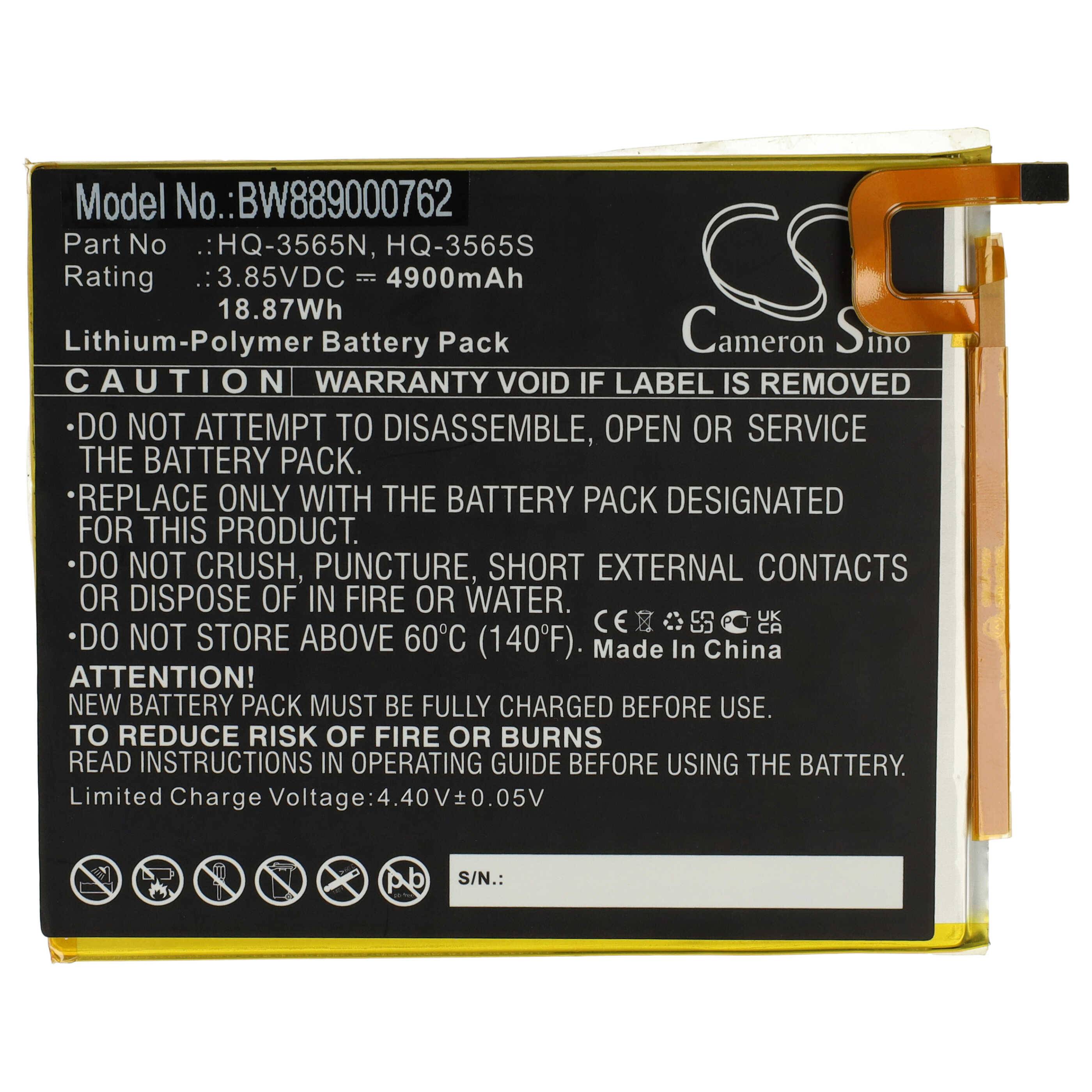 vhbw Akku kompatibel mit Samsung Galaxy Tab A7 Lite SM-T225N | 8.7 2021, SM-T225, SM-T220, SM-T225C Tablet Pad (4900 mAh, 3,85 V, Li-Polymer)