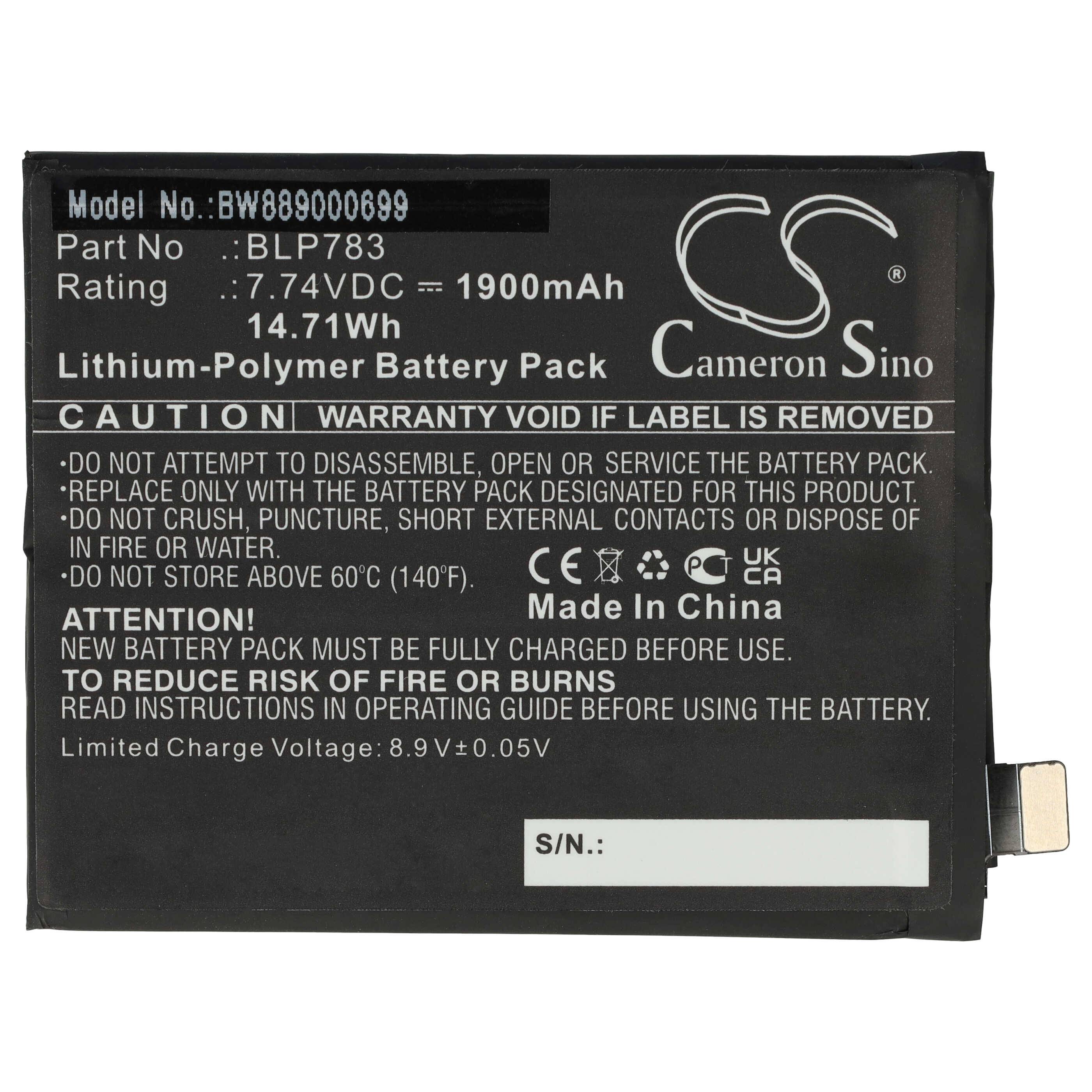 vhbw Akku kompatibel mit Oppo Ace 2 2020, 2 PDHM00 Handy Smartphone Telefon (1900 mAh, 7,74 V, Li-Polymer)