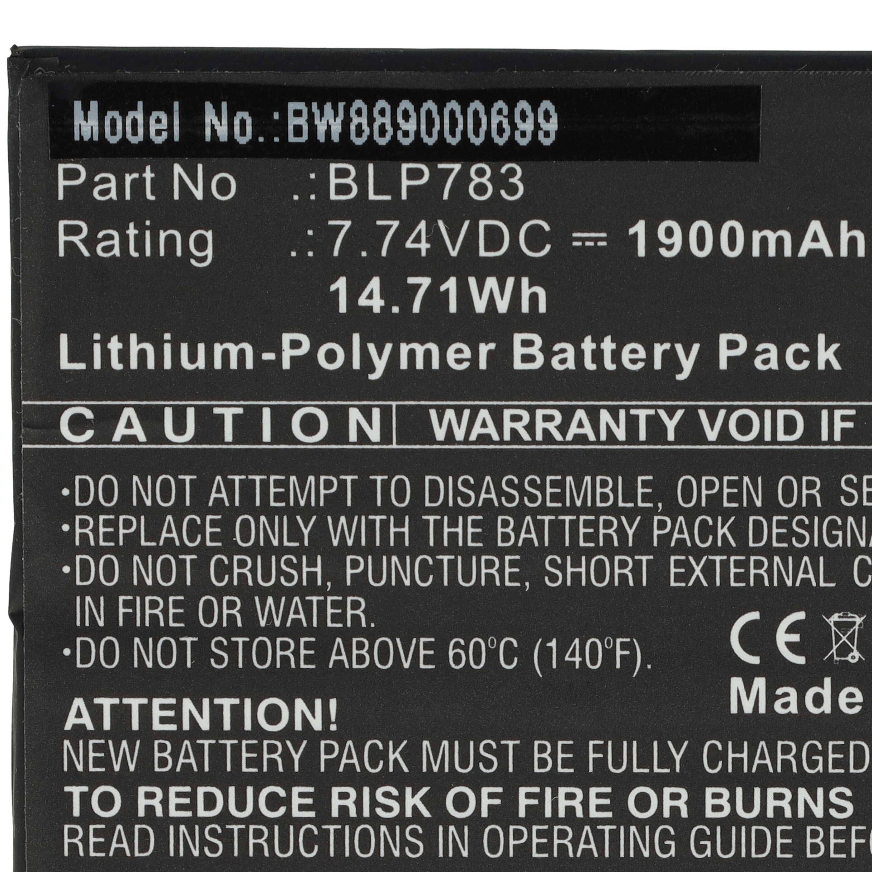 vhbw Akku kompatibel mit Oppo Ace 2 2020, 2 PDHM00 Handy Smartphone Telefon (1900 mAh, 7,74 V, Li-Polymer)