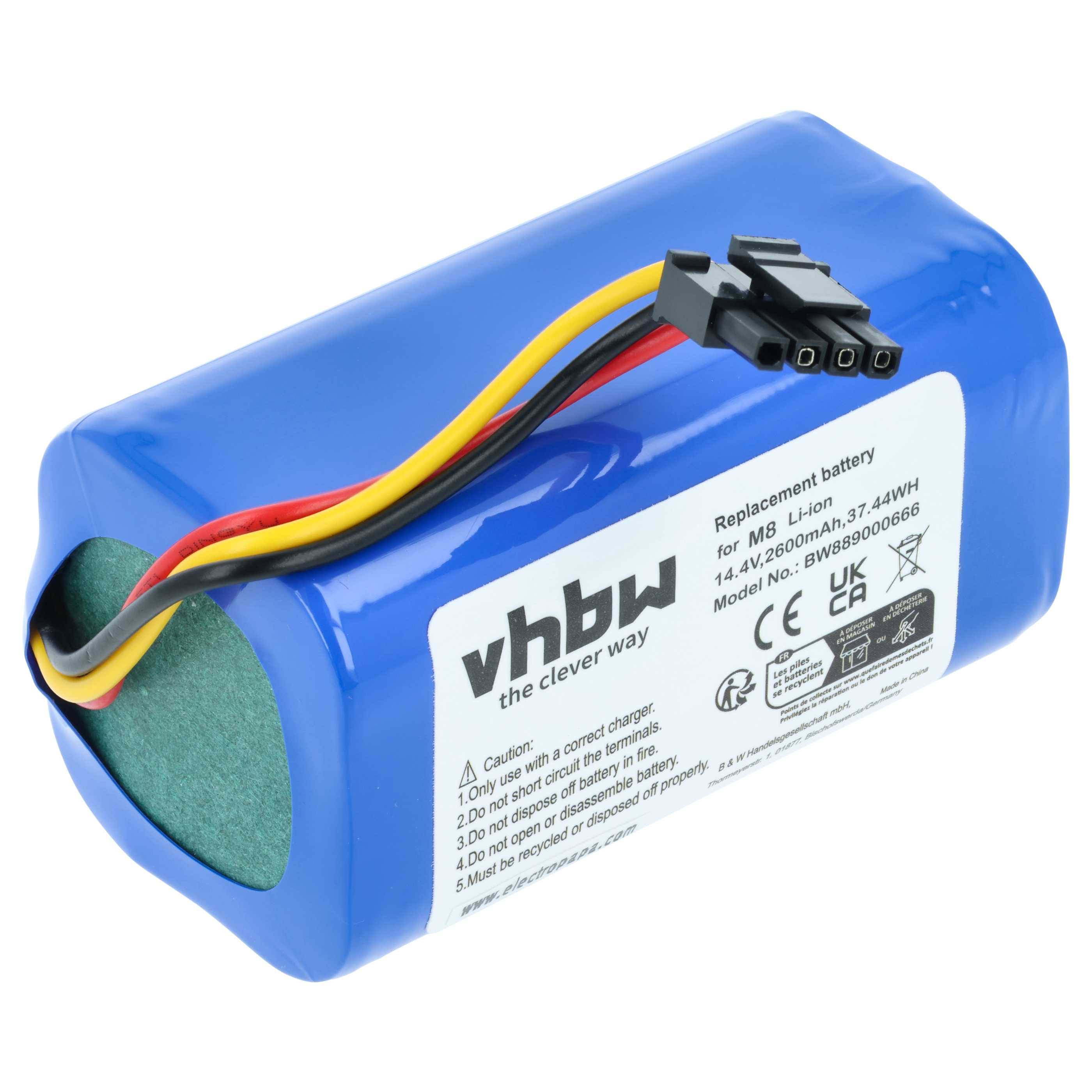 vhbw Akku kompatibel mit Proscenic M8 Pro, M8 Staubsauger (2600 mAh, 14,4 V, Li-Ion)