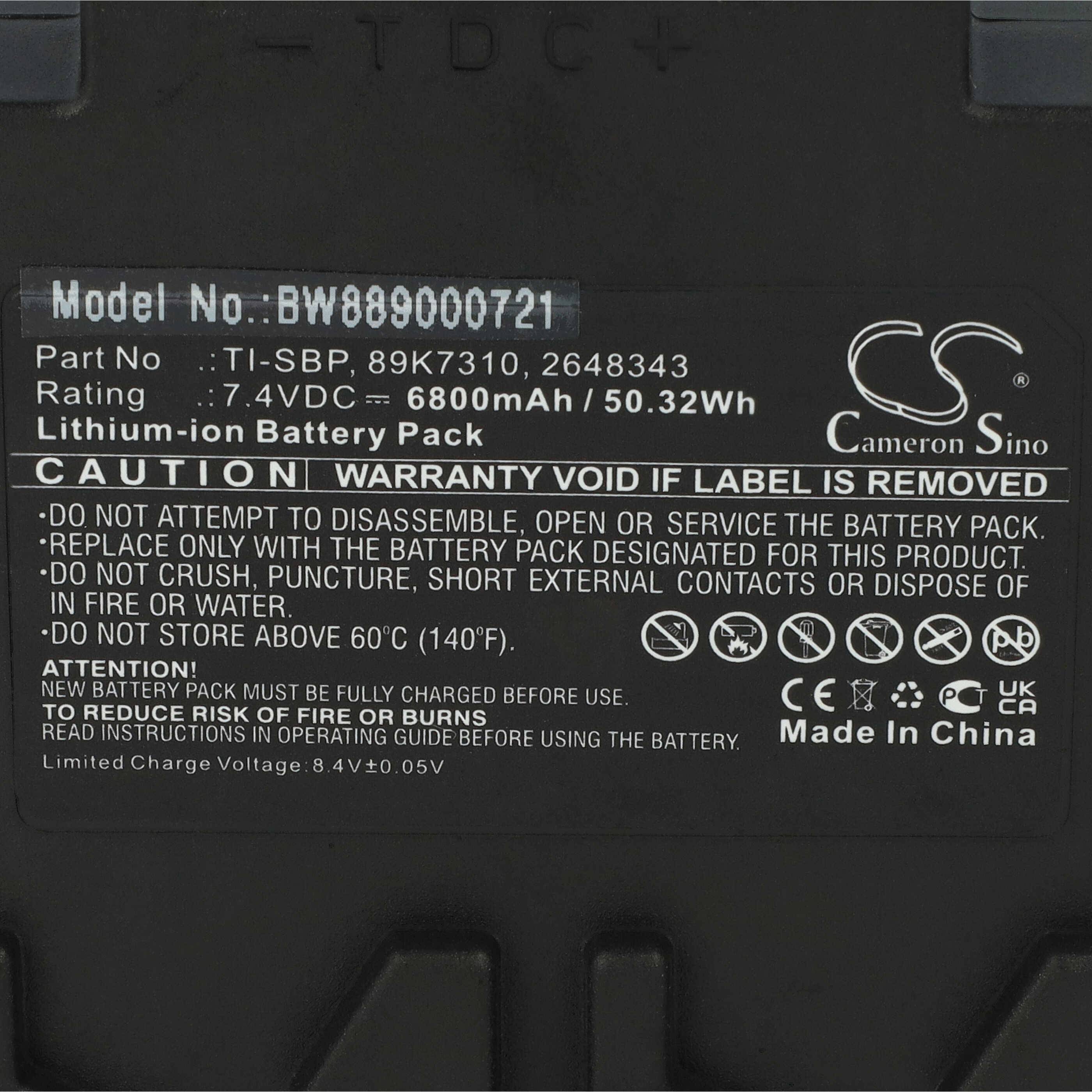 vhbw Akku kompatibel mit Fluke TiR4FT, IR FlexCam, IR Smart, Ti55FT, TiR3FT, Ti50FT Wärmebildkamera (6800 mAh, 7,4 V, Li-Ion)