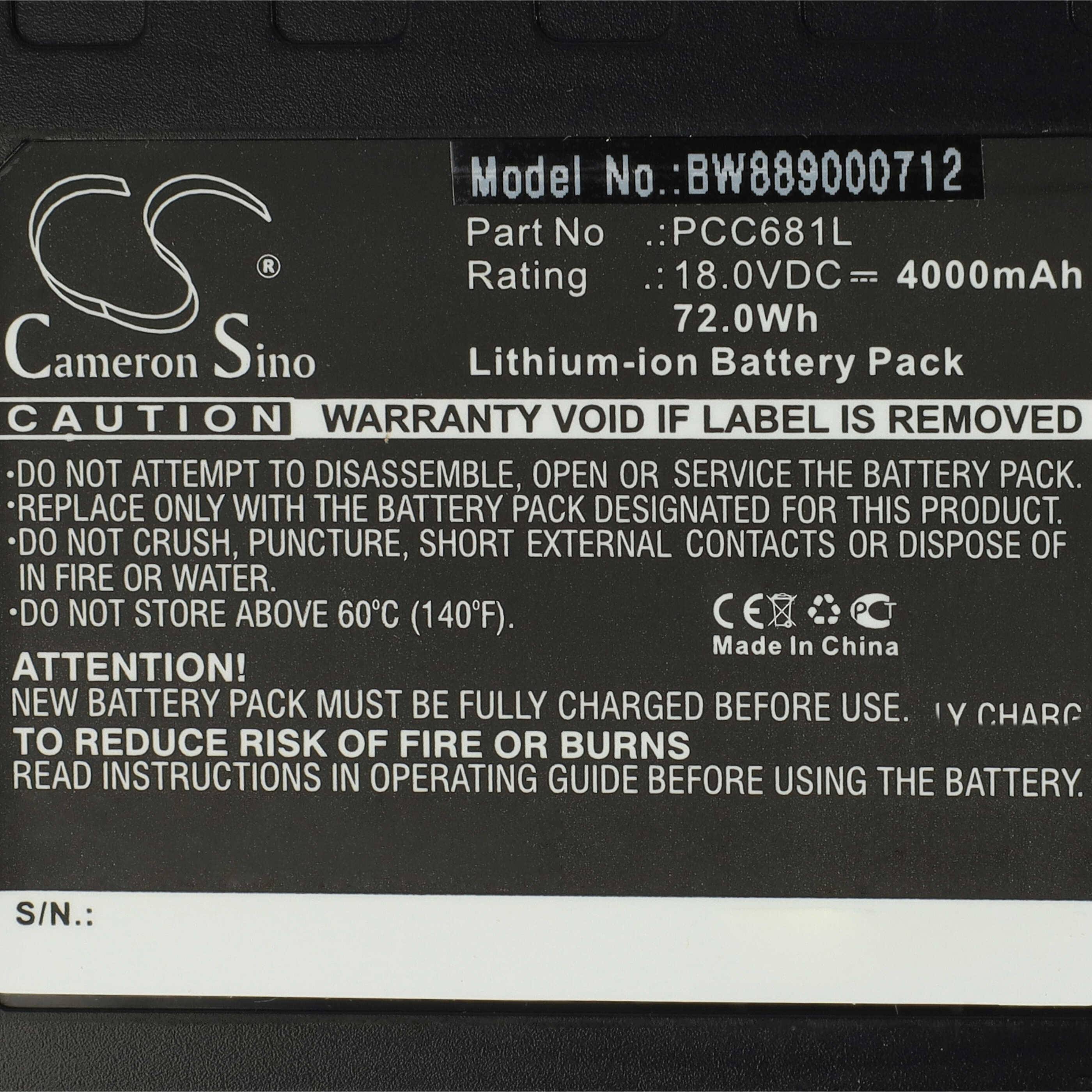 vhbw Akku Ersatz für Stanley FMC687L für Werkzeug, Akku-Gartengerät (4000 mAh, Li-Ion, 18 V)