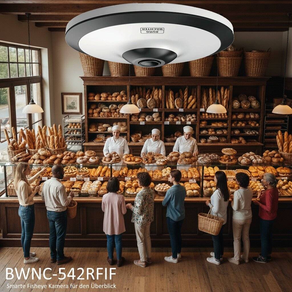 BWNC-542RFIF BURG GARD, Die BWNC-542RFIF ist eine hochmoderne 360° Fisheye-Panorama-Kamera, die speziell für den Innenb