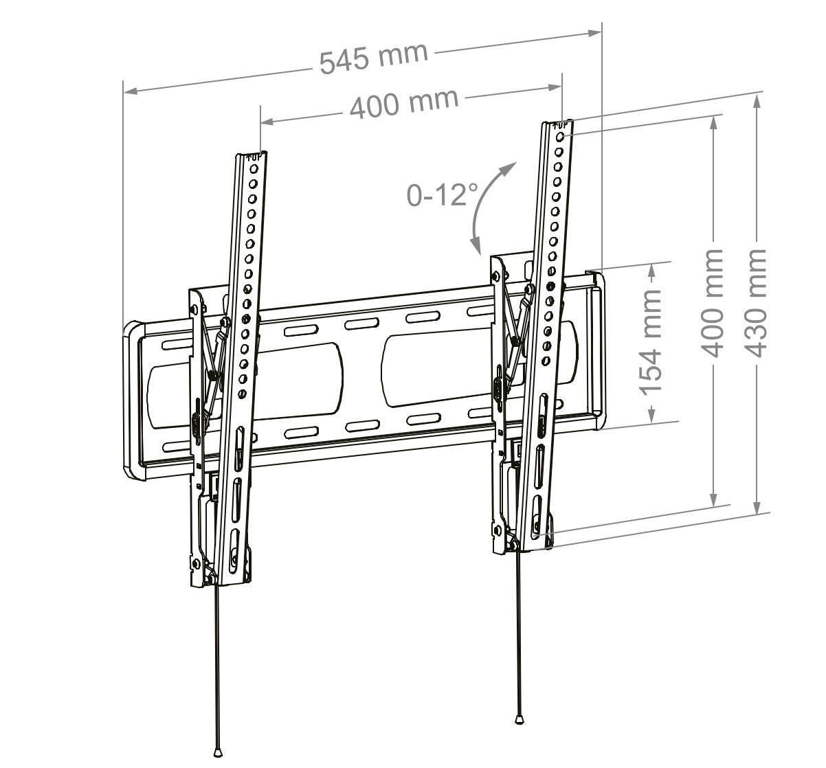 VA-4411 BURG GARD, Die neigbare Monitor-Wandhalterung VA-4411 ist geeignet für Monitore mit einer Größe von 32-55" (81