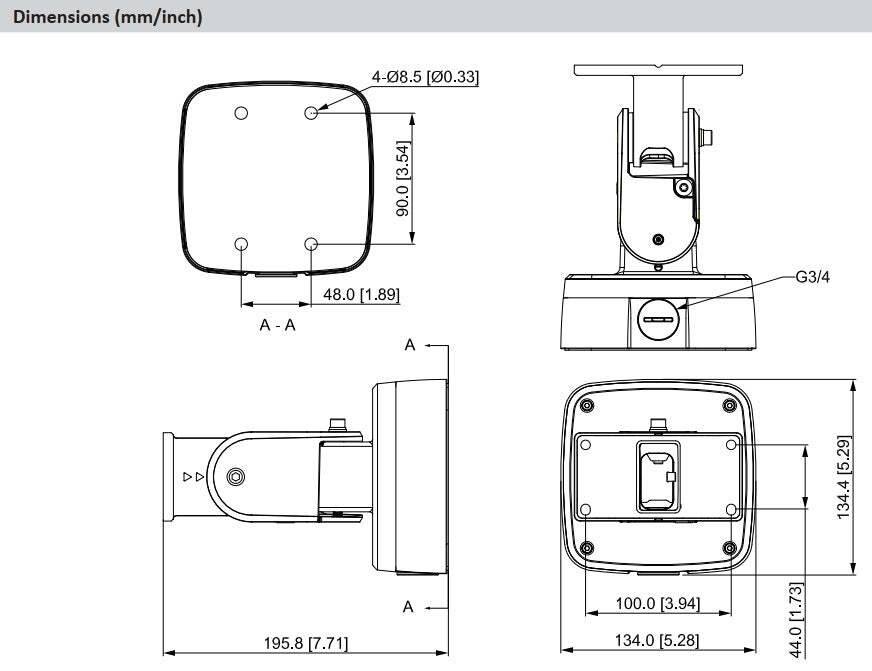 BWR-H510 BURG GARD, Wand- und Deckenhalterung für Radar Systeme Einstellbare Halterung mit Anschlussbox