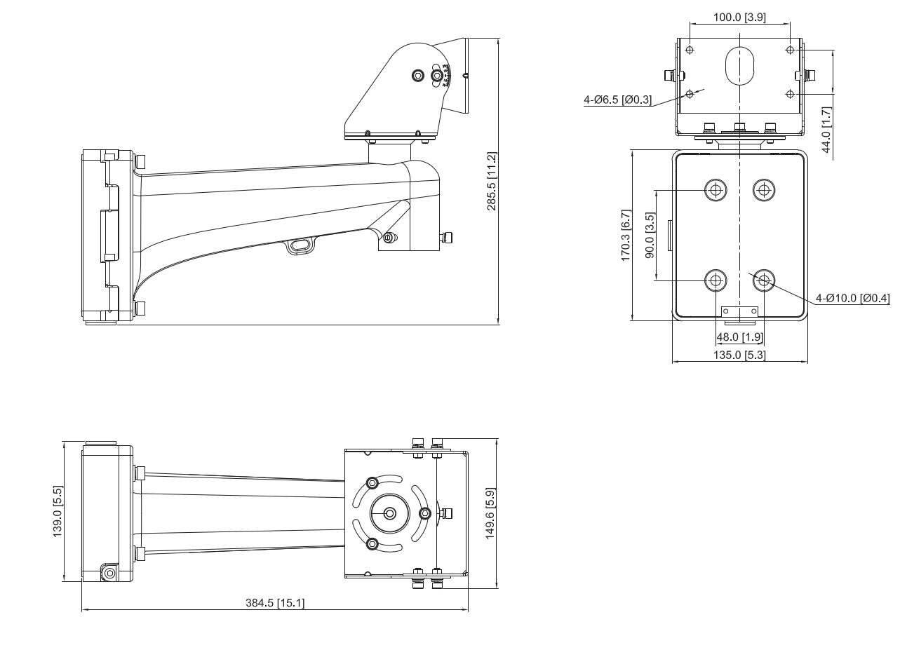 BWR-H414 BURG GARD, Wandhalterung für Radar und Speeddome Kombination Ideal für Radargestütztes Tracking von Objekten