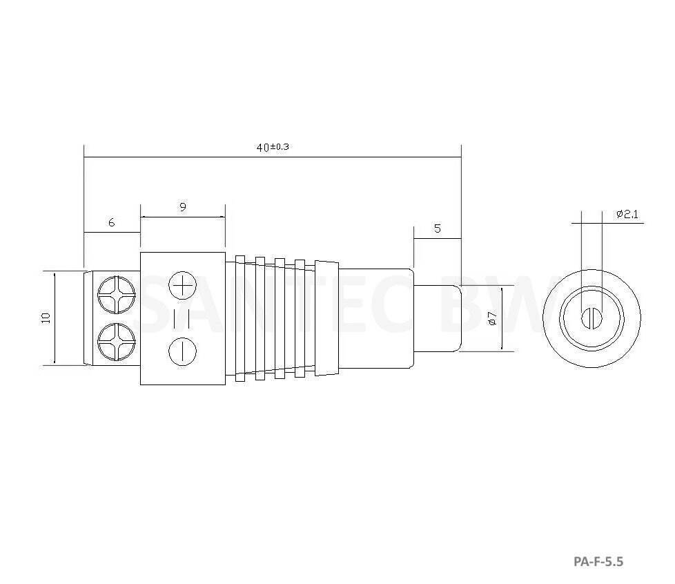 PA-F-5.5 BURG GARD, DC-Buchse Stift=2,1mm, Øa=5,6mm