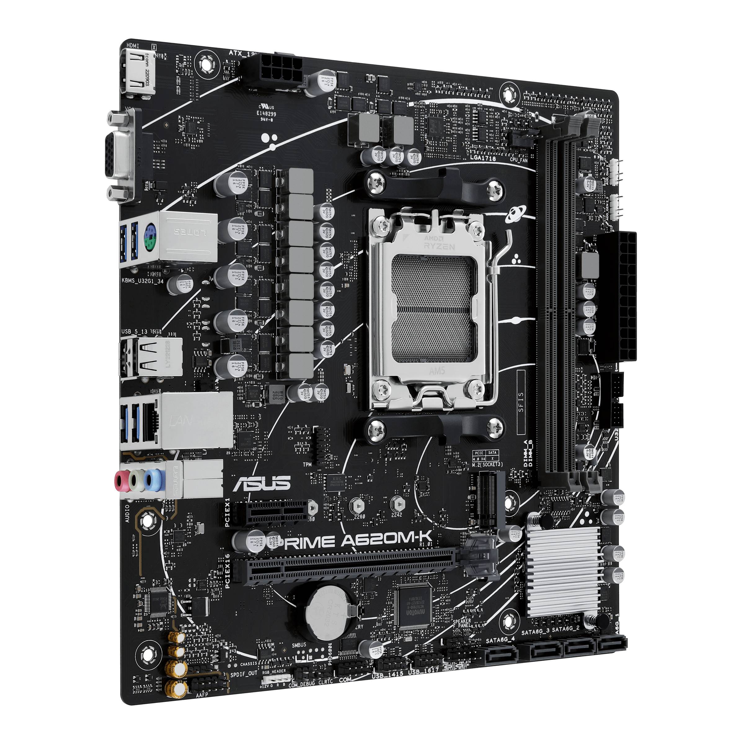 ASUS PRIME A620M-K - Motherboard - micro ATX - Socket AM5 - AMD A620 Chipsatz - USB 3.2 Gen 1 - Gigabit LAN - Onboard-Grafik (CPU erforderlich)