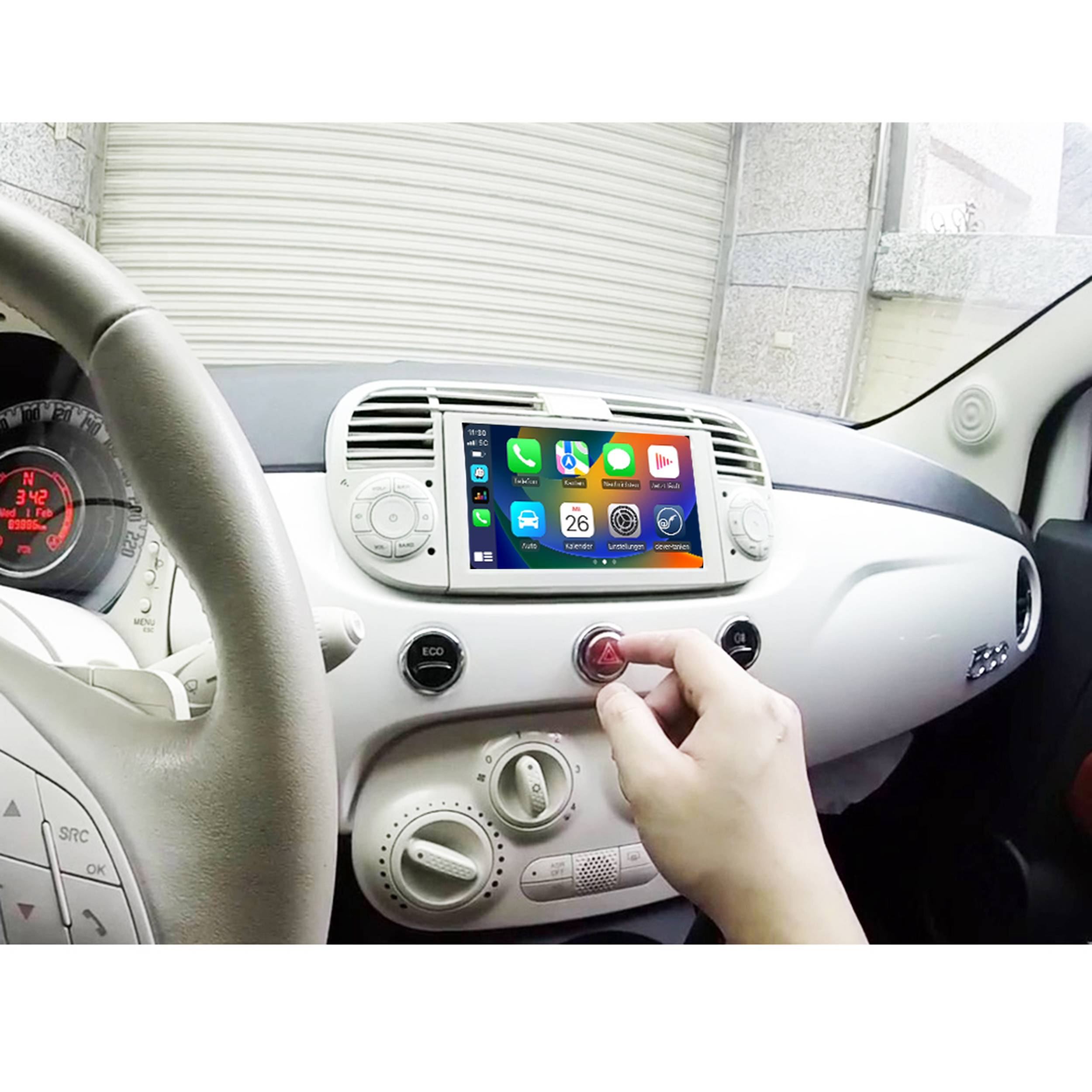 Für Fiat 500 (Beige) 7" Touchscreen Android Autoradio GPS Navigation CarPlay