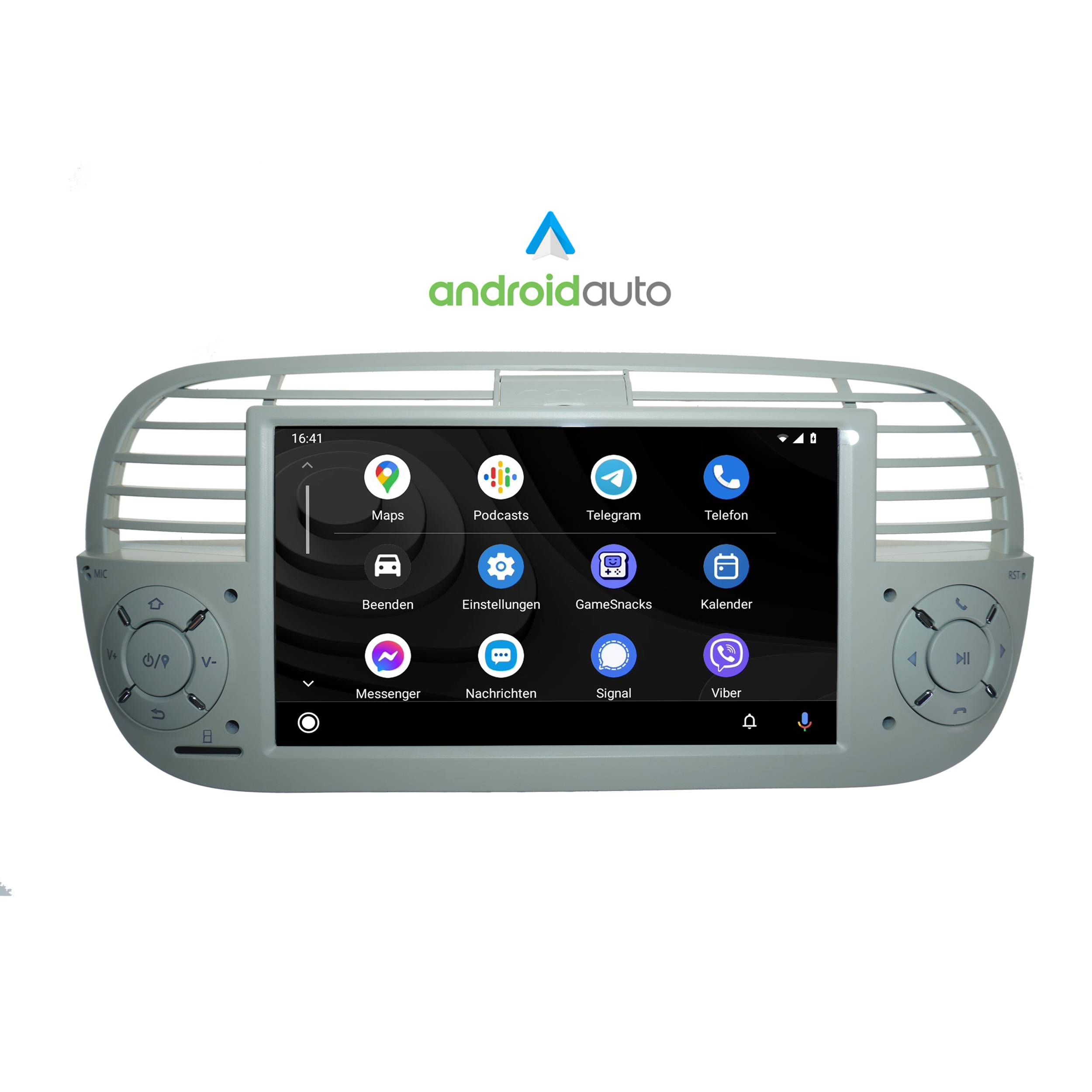 Für Fiat 500 (Beige) 7" Touchscreen Android Autoradio GPS Navigation CarPlay