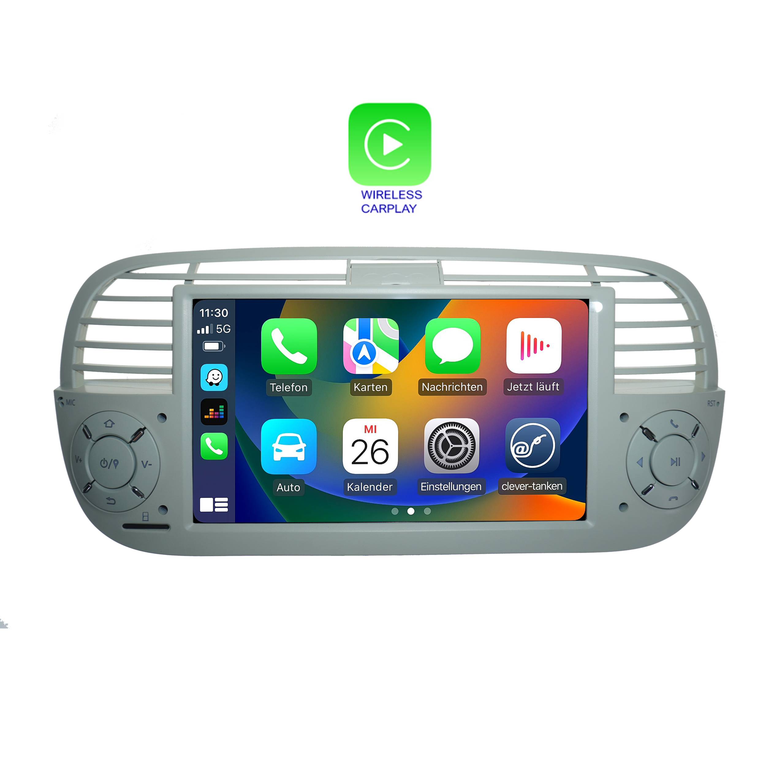 Für Fiat 500 (Beige) 7" Touchscreen Android Autoradio GPS Navigation CarPlay