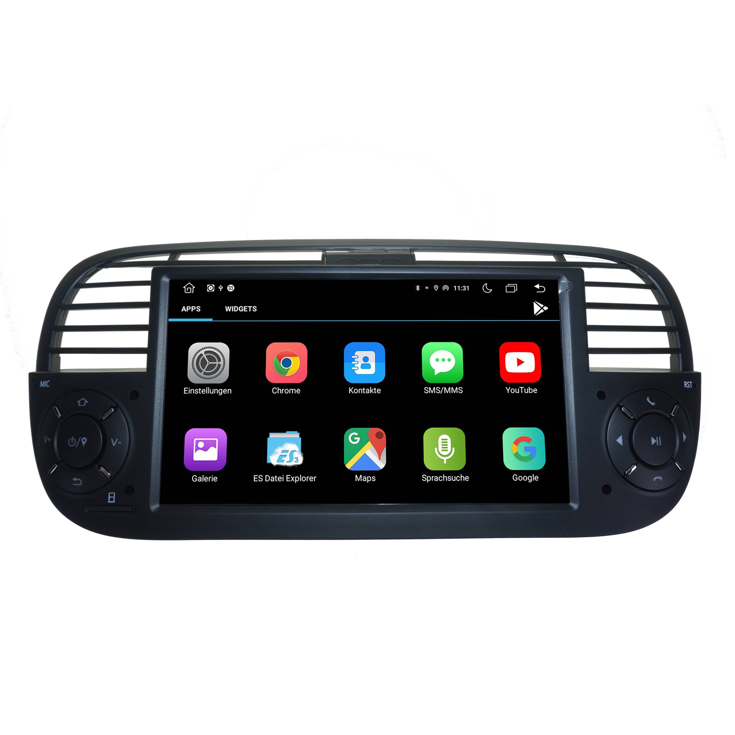 Für Fiat 500 (Schwarz) 7" Touchscreen Android Autoradio GPS Navigation CarPlay