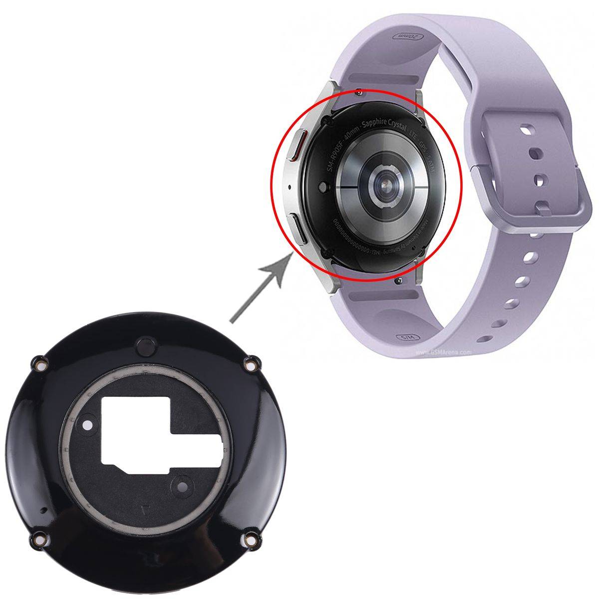 Backcover Glas für Samsung Galaxy Watch 5 44mm Ersatzteil Reparatur