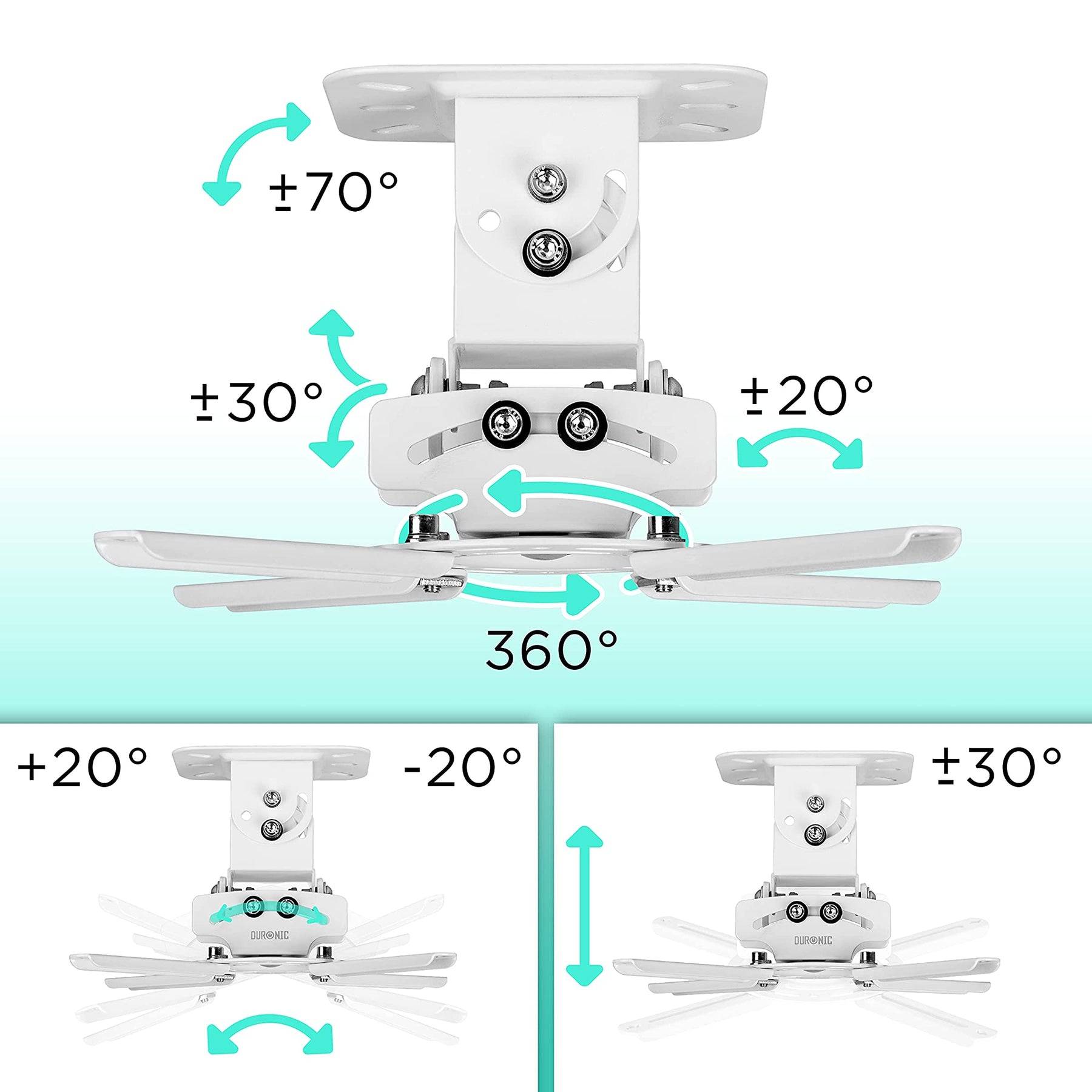 Duronic PB05XB Beamer Halterung | Projektor Halterung | Universal Deckenhalterung | Traglast bis zu 13,5 kg