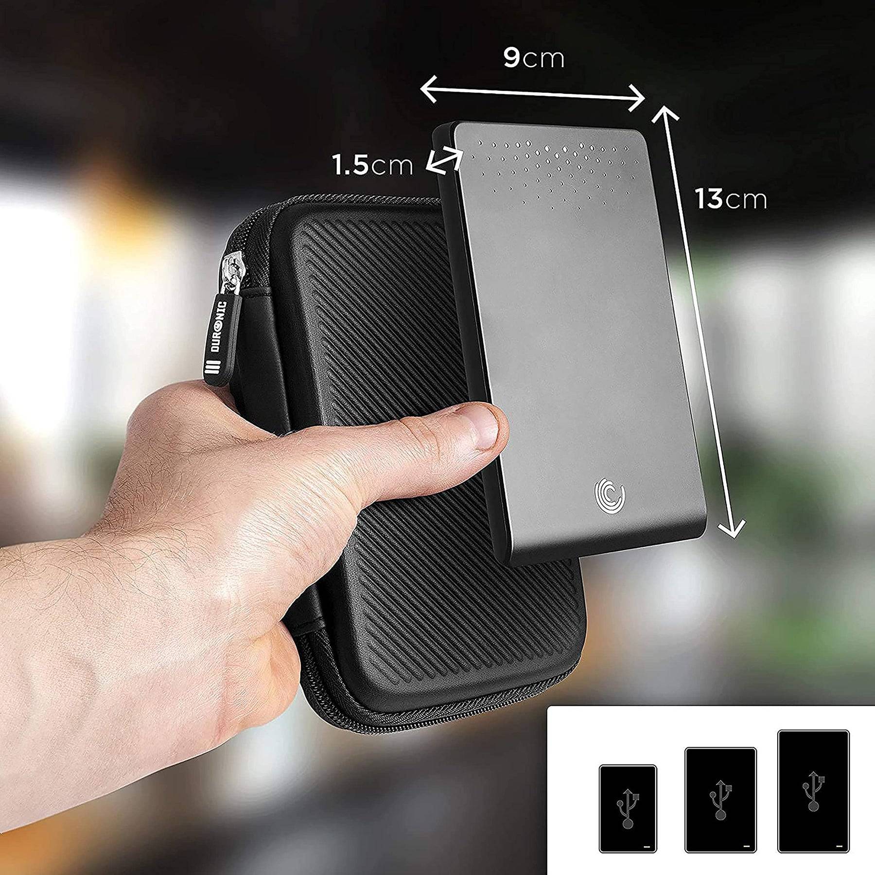 Duronic HDC2 BK externe Festplatten Schutzhülle | Stoßsichere Festplattentasche | 2,5" SSD Cover | Hardshell Hülle