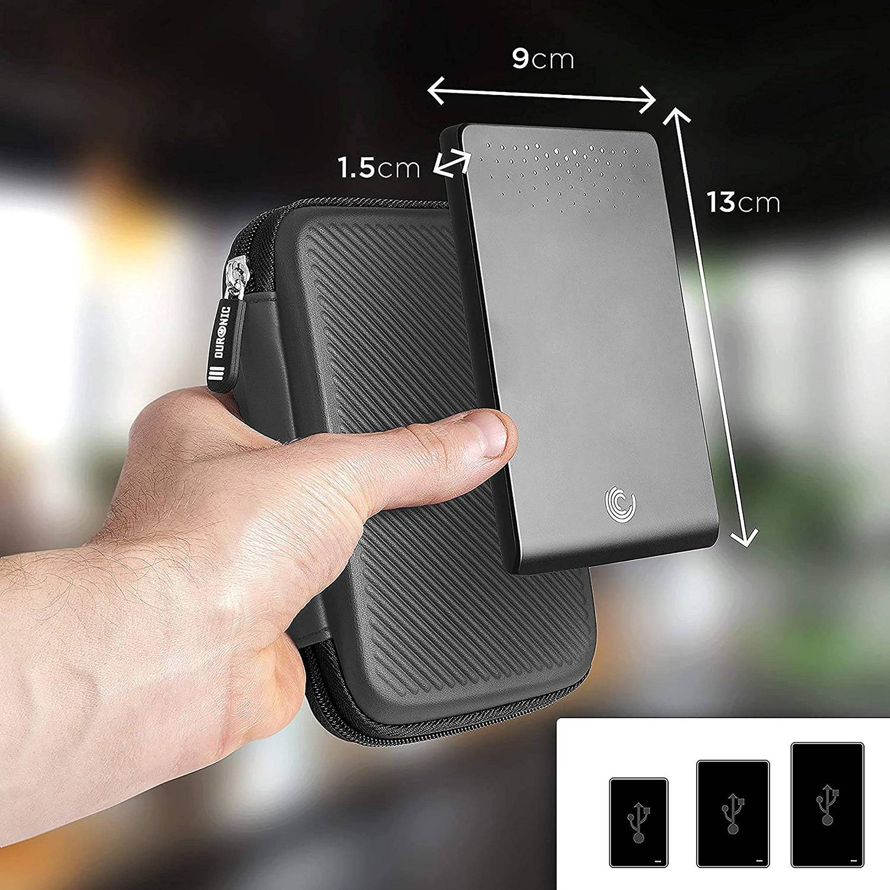 Duronic HDC2 GY externe Festplatten Schutzhülle | Stoßsichere Festplattentasche | 2,5" SSD Cover | Hardshell Hülle