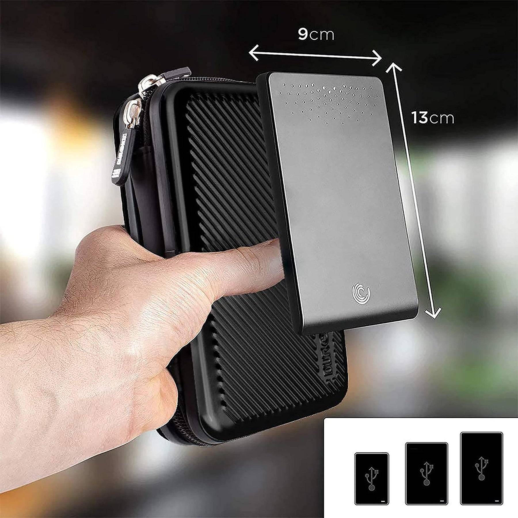 Duronic HDC3 BK Externe Festplatten Schutzhülle | Stoßsichere Festplattentasche | 2,5" SSD Cover | Aluminium Hülle