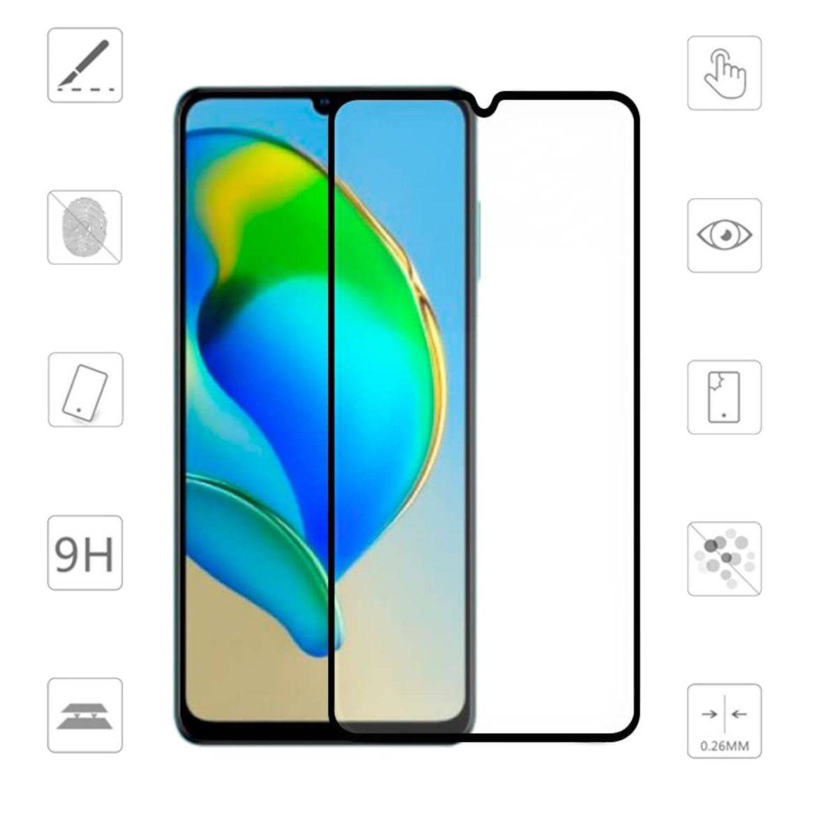 Für ZTE Blade A53 A53+ A53 Pro 2x 3D Premium 0,3 mm H9 Hart Glas Schwarz Folie Schutz Hülle Zubehör Neu