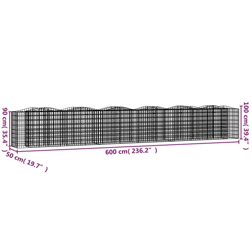 vidaXL Gabionen-Hochbeet mit Hochbogen 600x50x100 cm Verzinktes Eisen