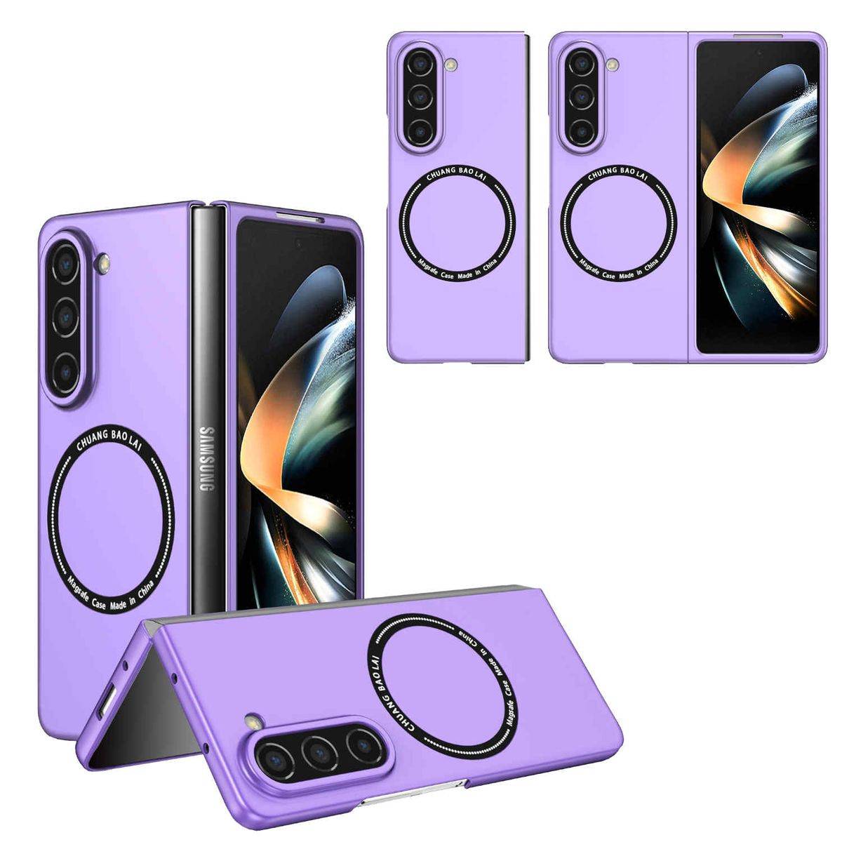 Für Samsung Galaxy Z Fold5 5G Magnet Magsafe Handy Hülle Etuis Lila
