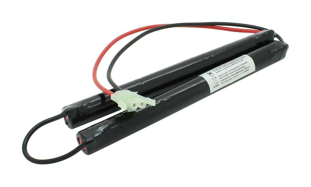 Notleuchtenakku NiMH 7,2V 3600mAh 2x L1x3 5/4A mit 300mm Kabel und Stecker ersetzt Liteplan 6/MH40/TS/AS