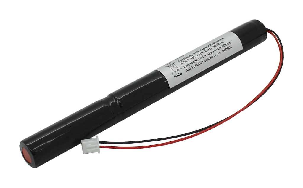 Notleuchtenakku NiCd 3,7V 800mAh L1x3 Mignon AA mit 150mm Kabel und Stecker
